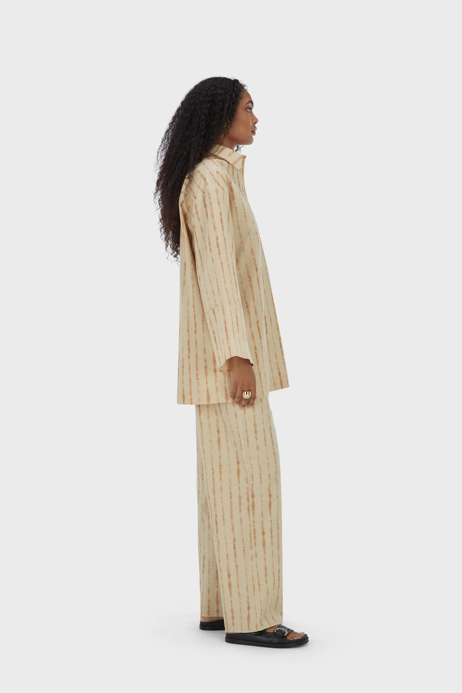 Shibori Pants | Beige Rose