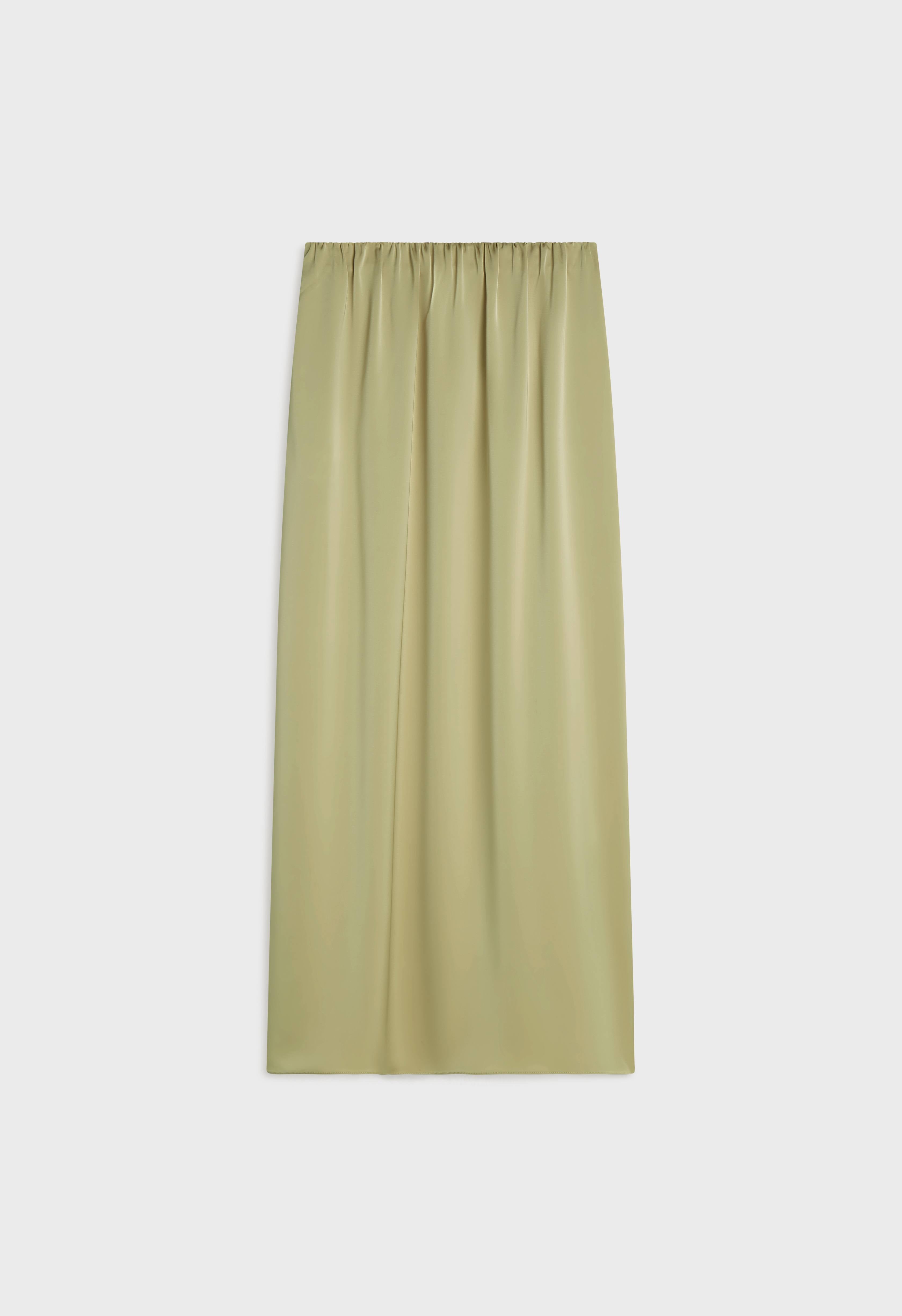 Satin Bias Skirt | Grey Green