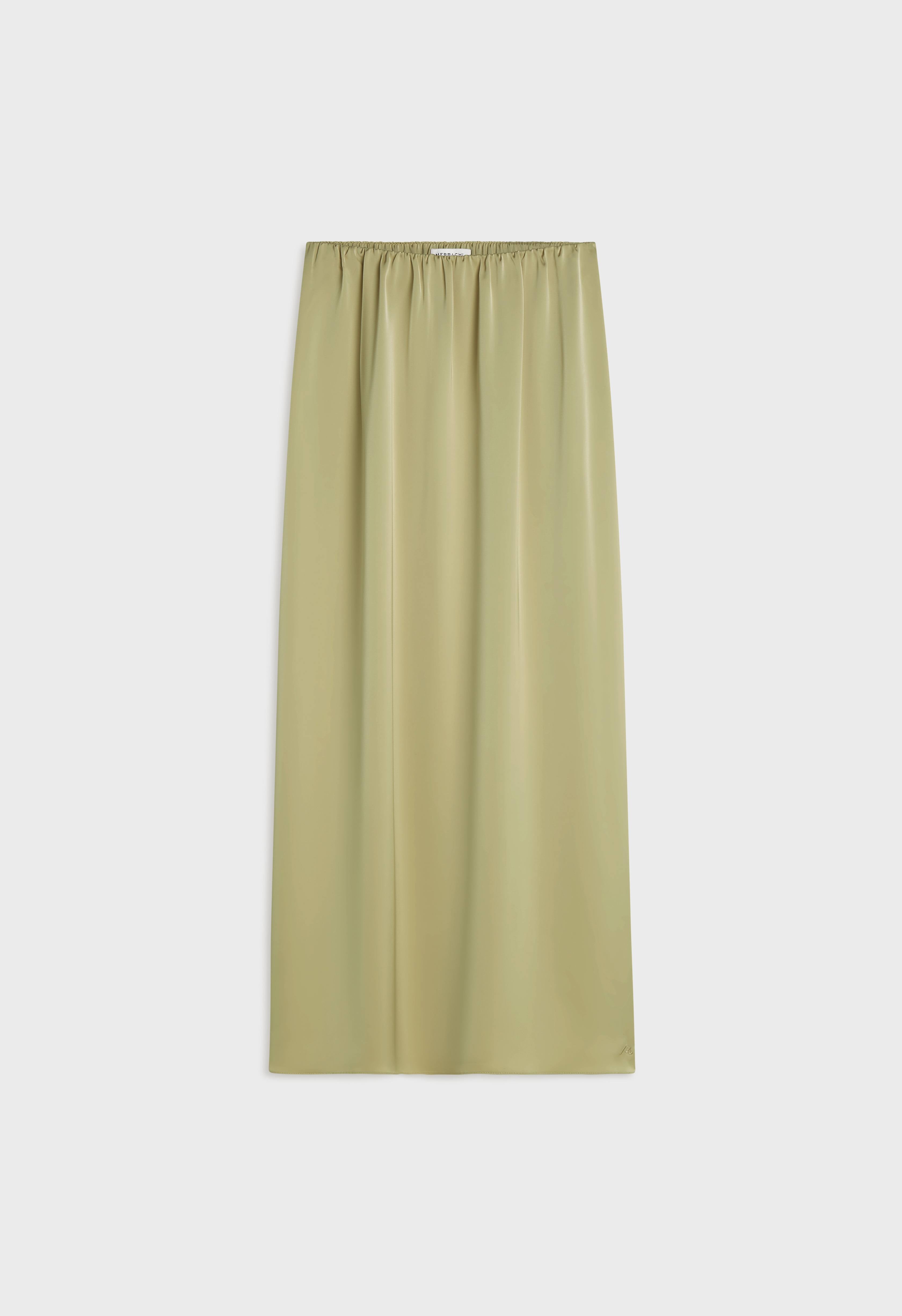 Satin Bias Skirt | Grey Green