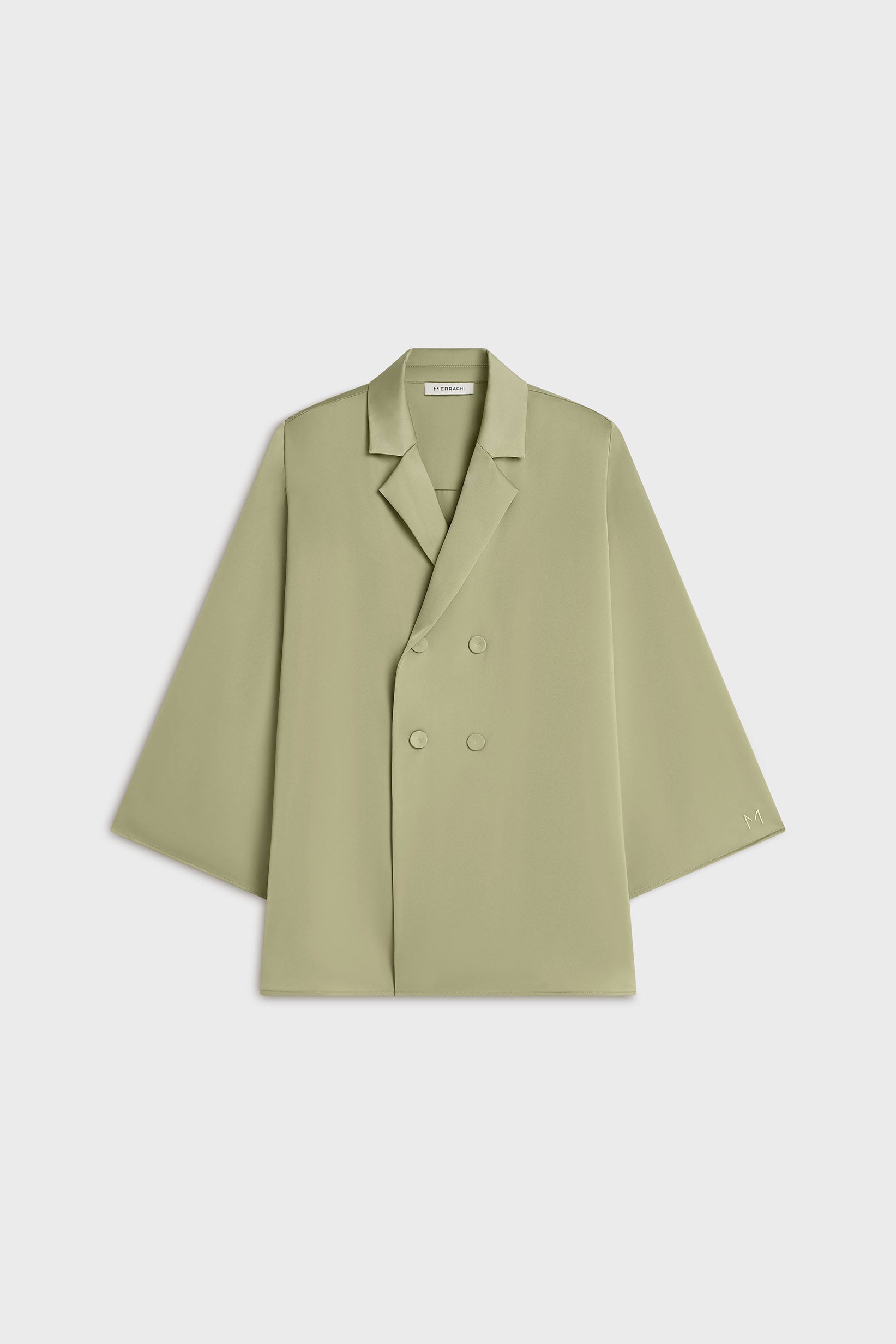 Satin Blazer | Sage