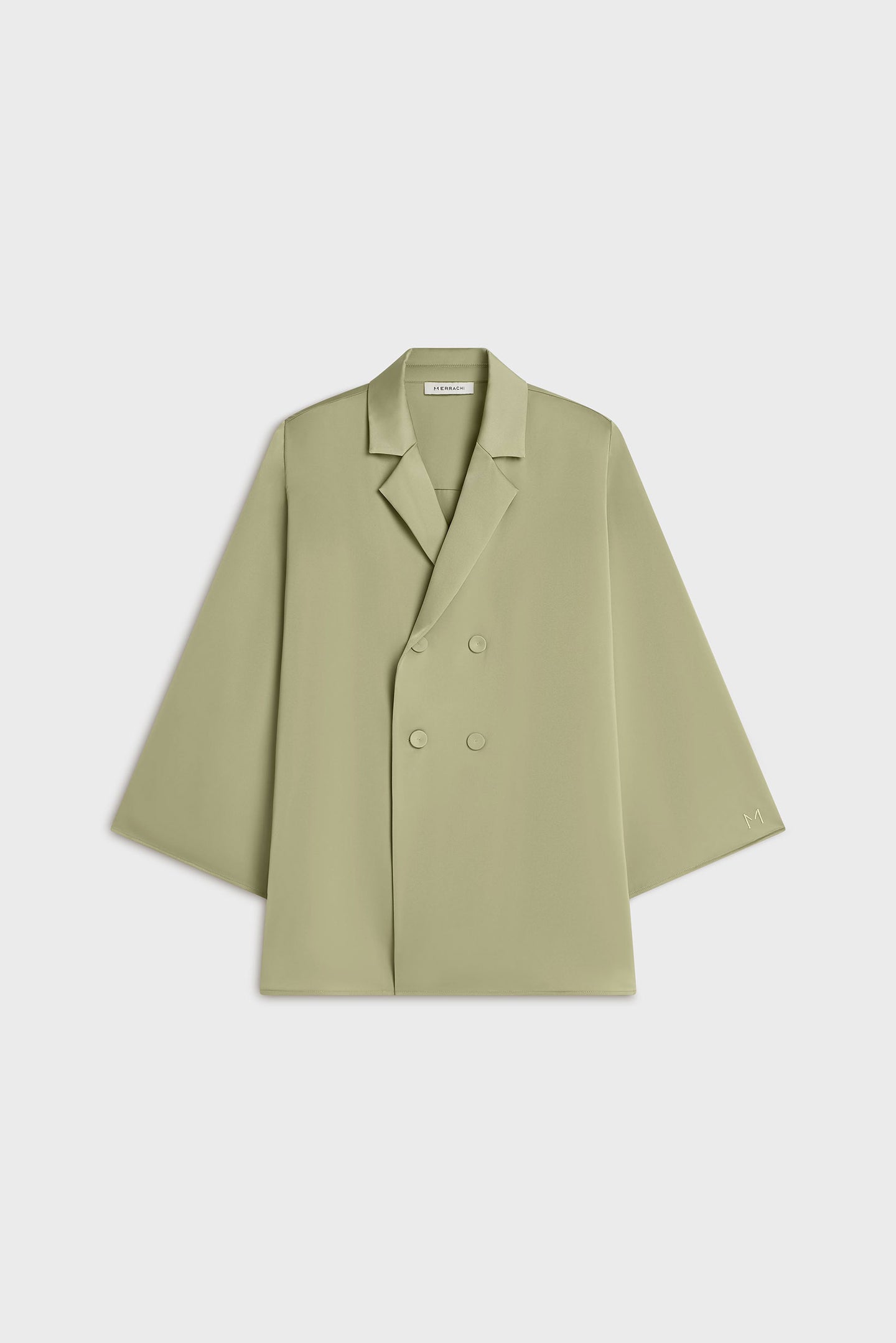 Satin Blazer | Sage