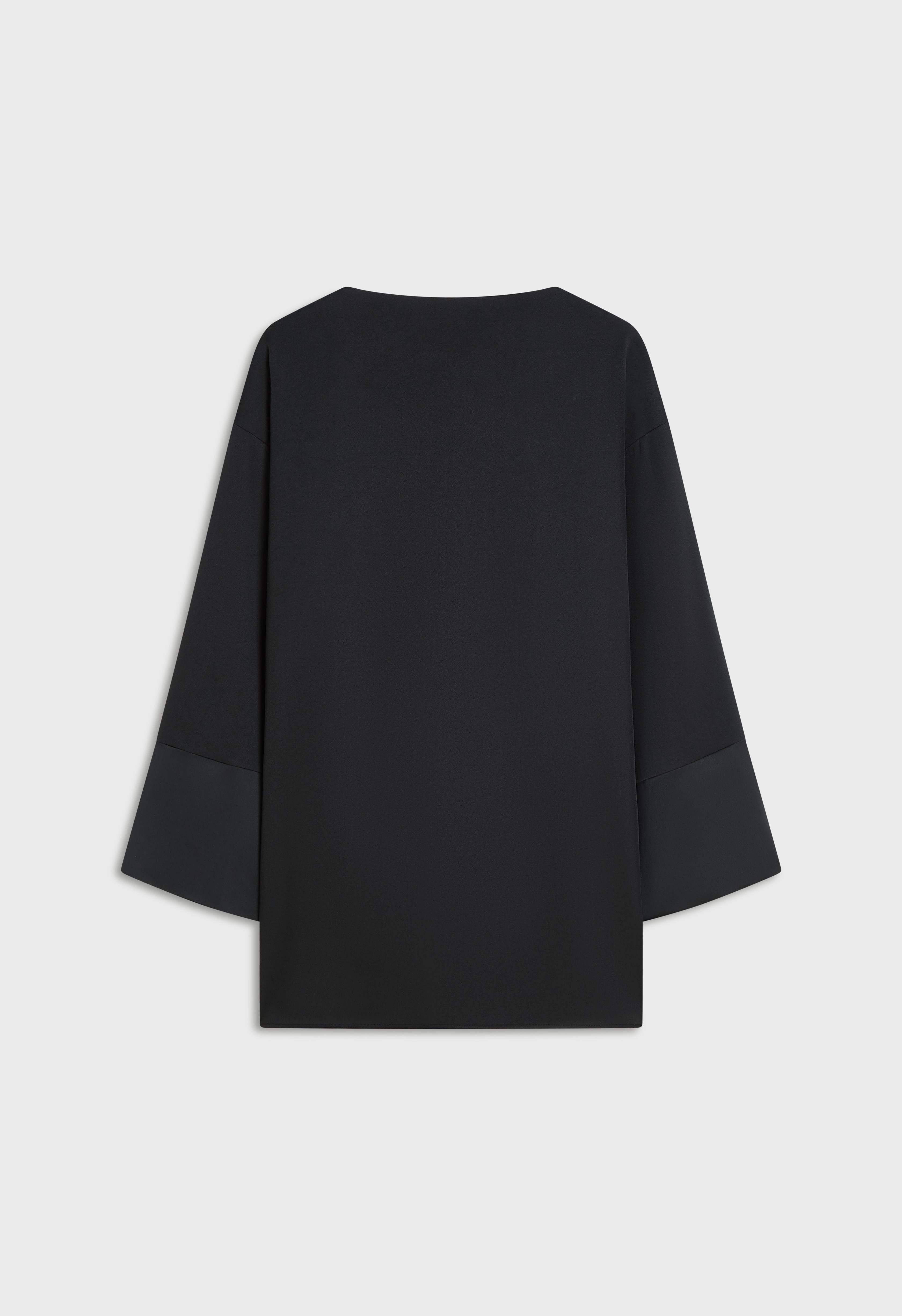 Satin Trim Blouse | Black