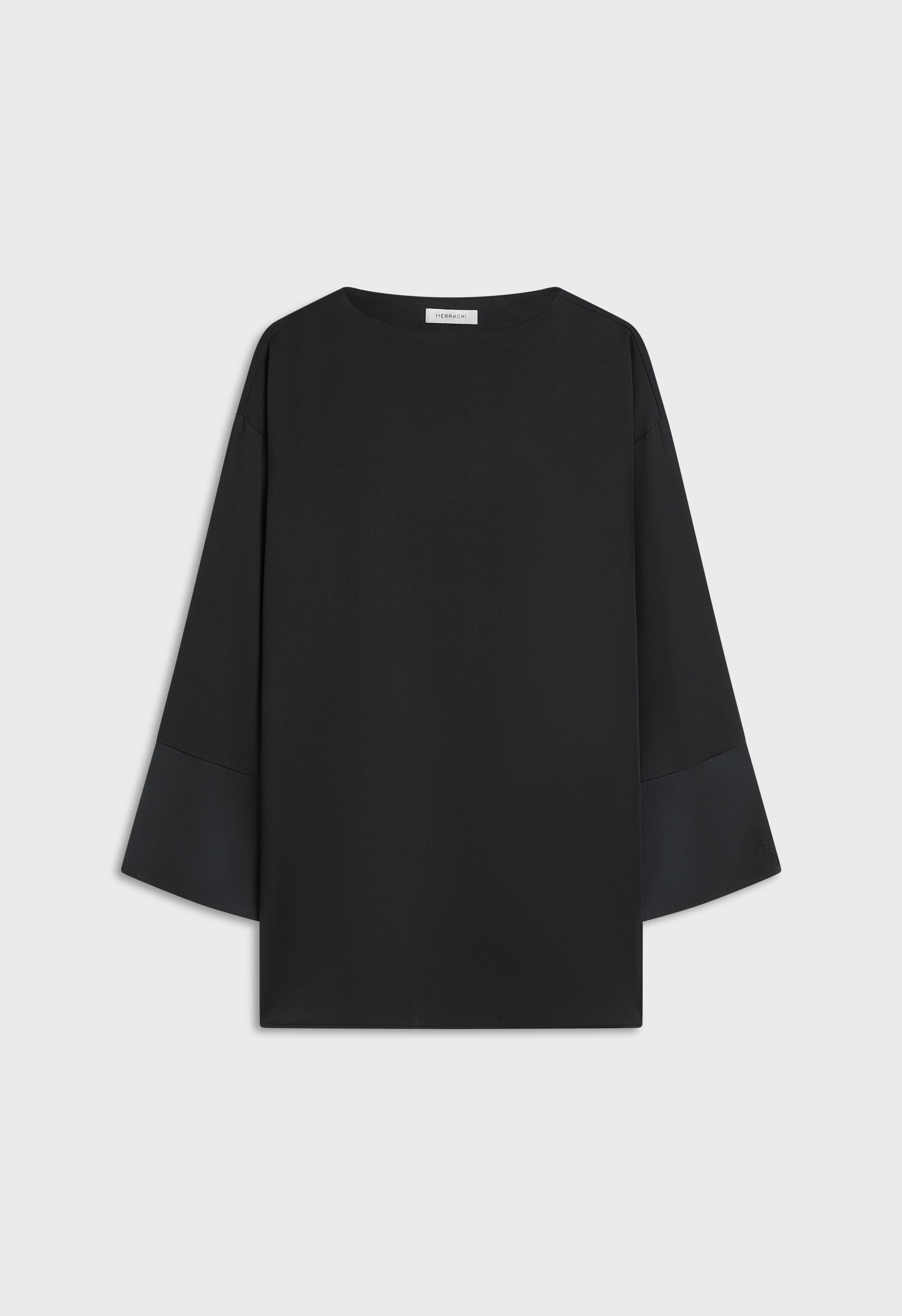 Satin Trim Blouse | Black