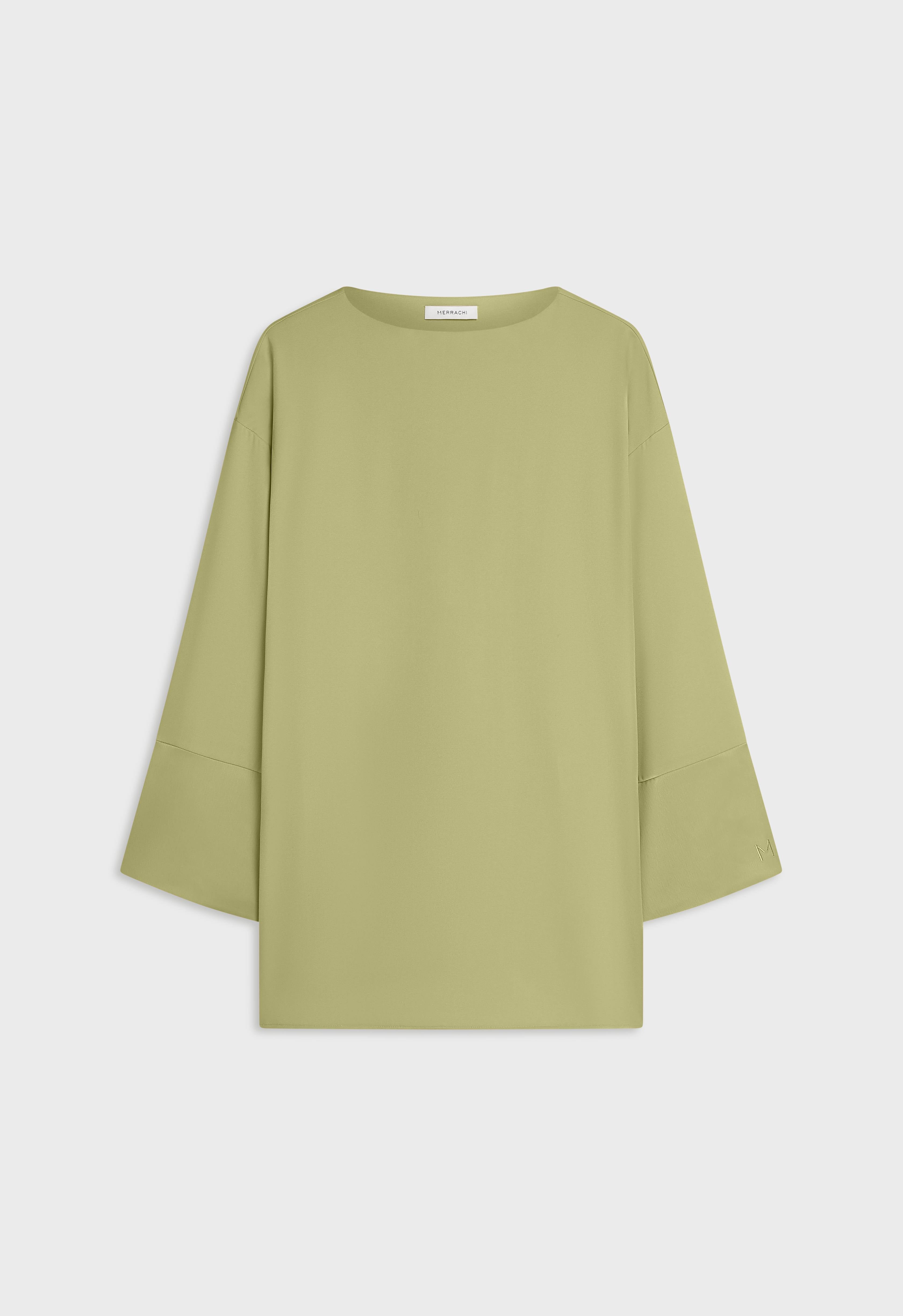 Satin Trim Blouse | Soft Khaki