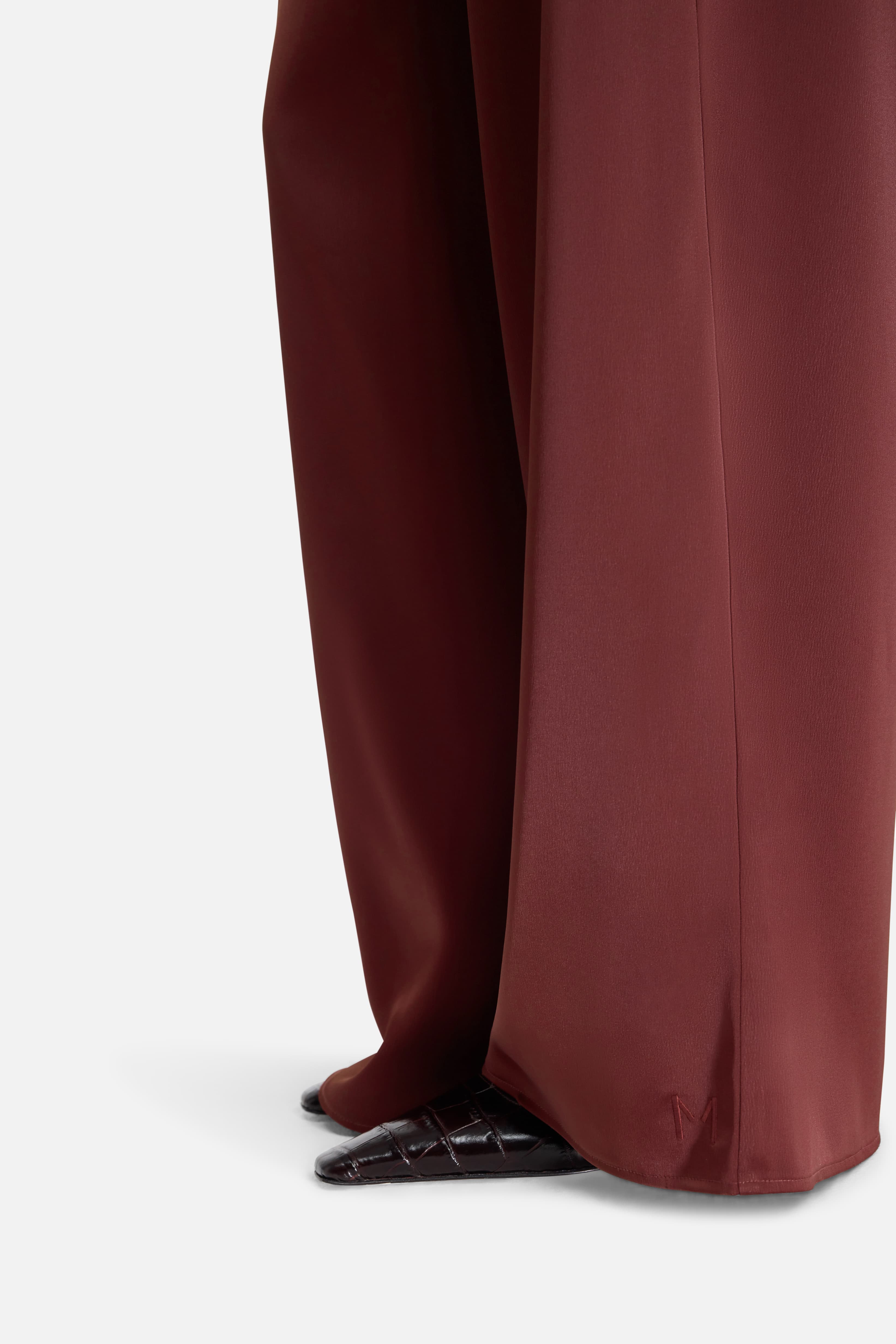 Satin Pleated Pants | Dark Cherry