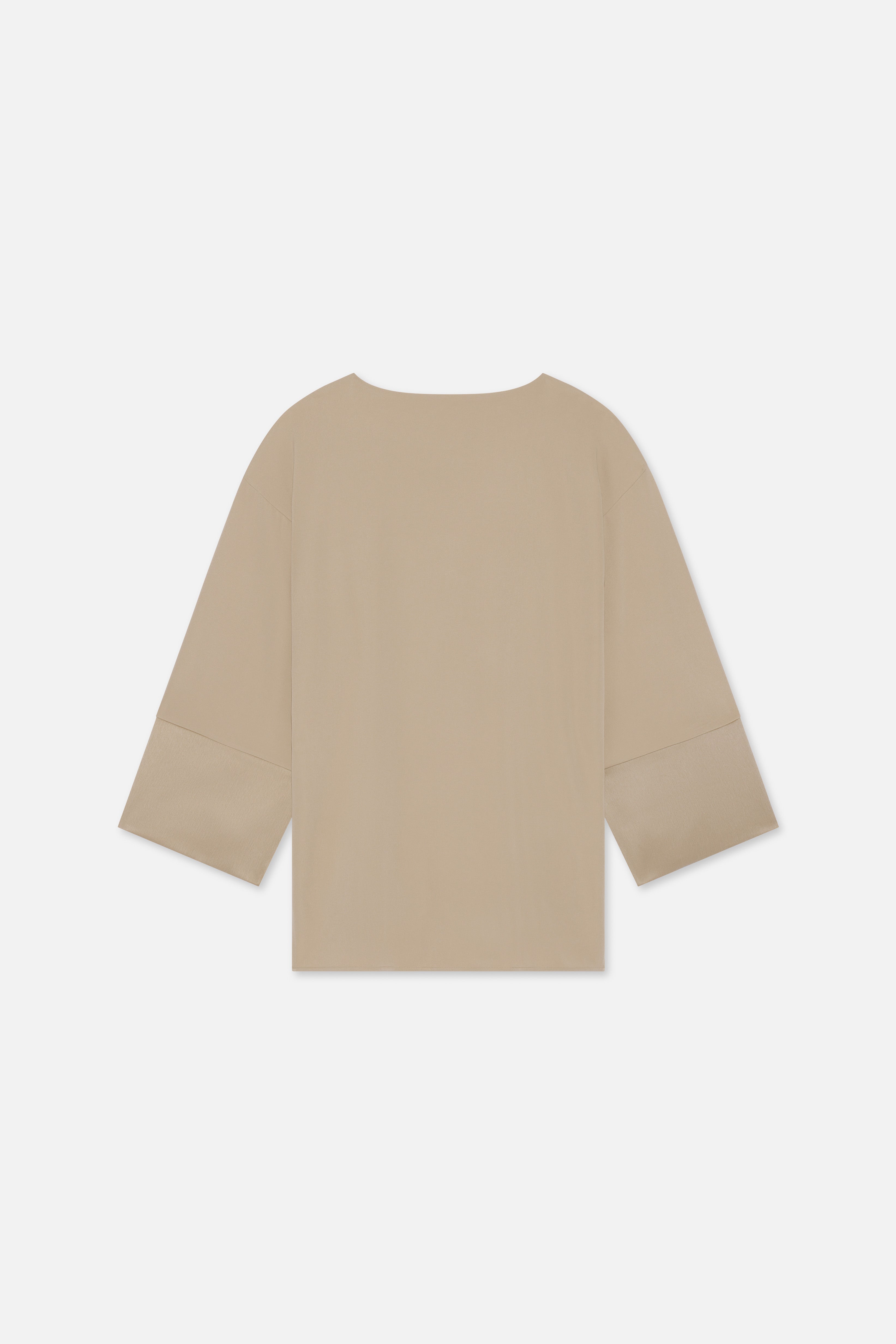 Satin Trim Blouse | Mocha