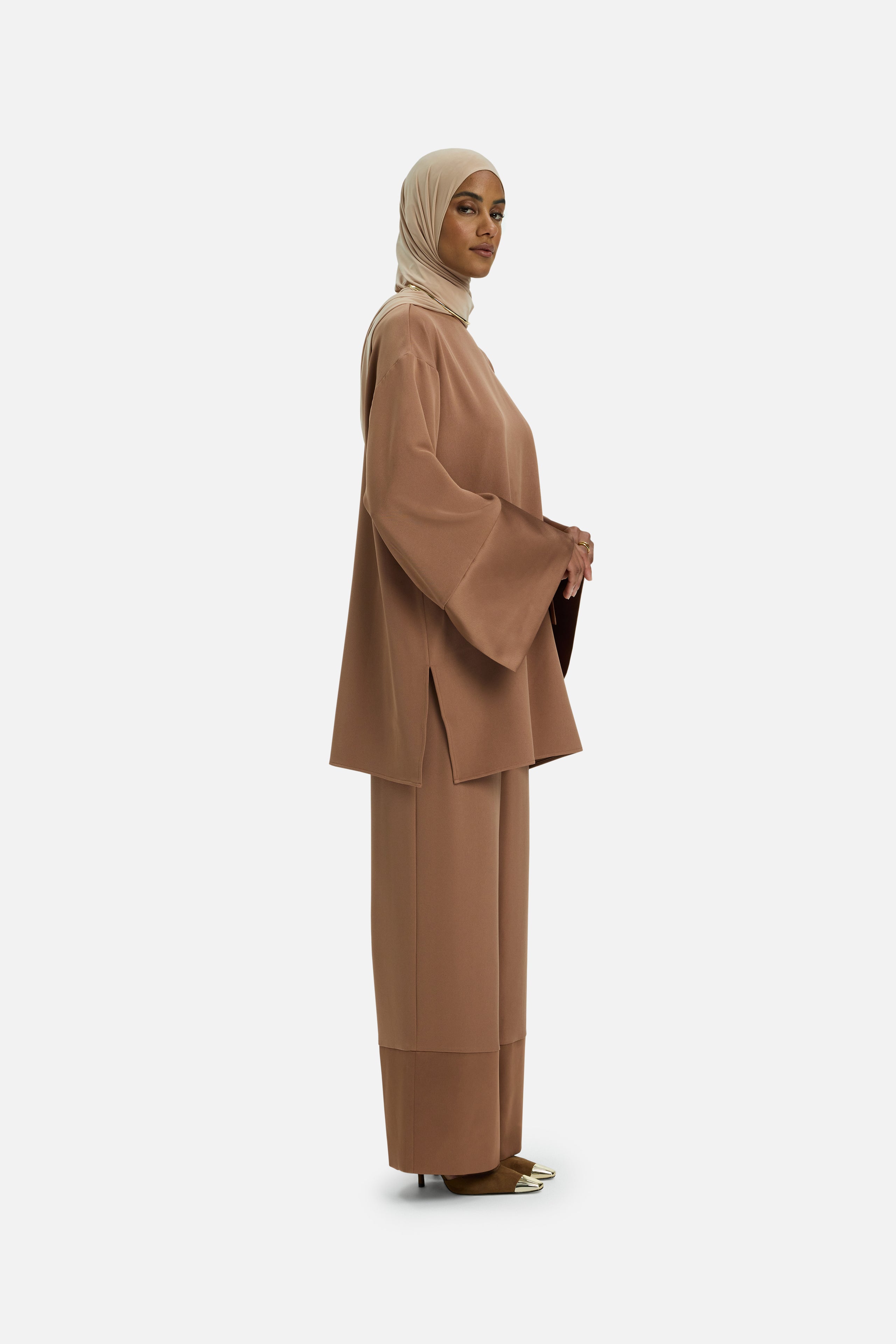 Satin Trim Blouse | Soft Bordeaux