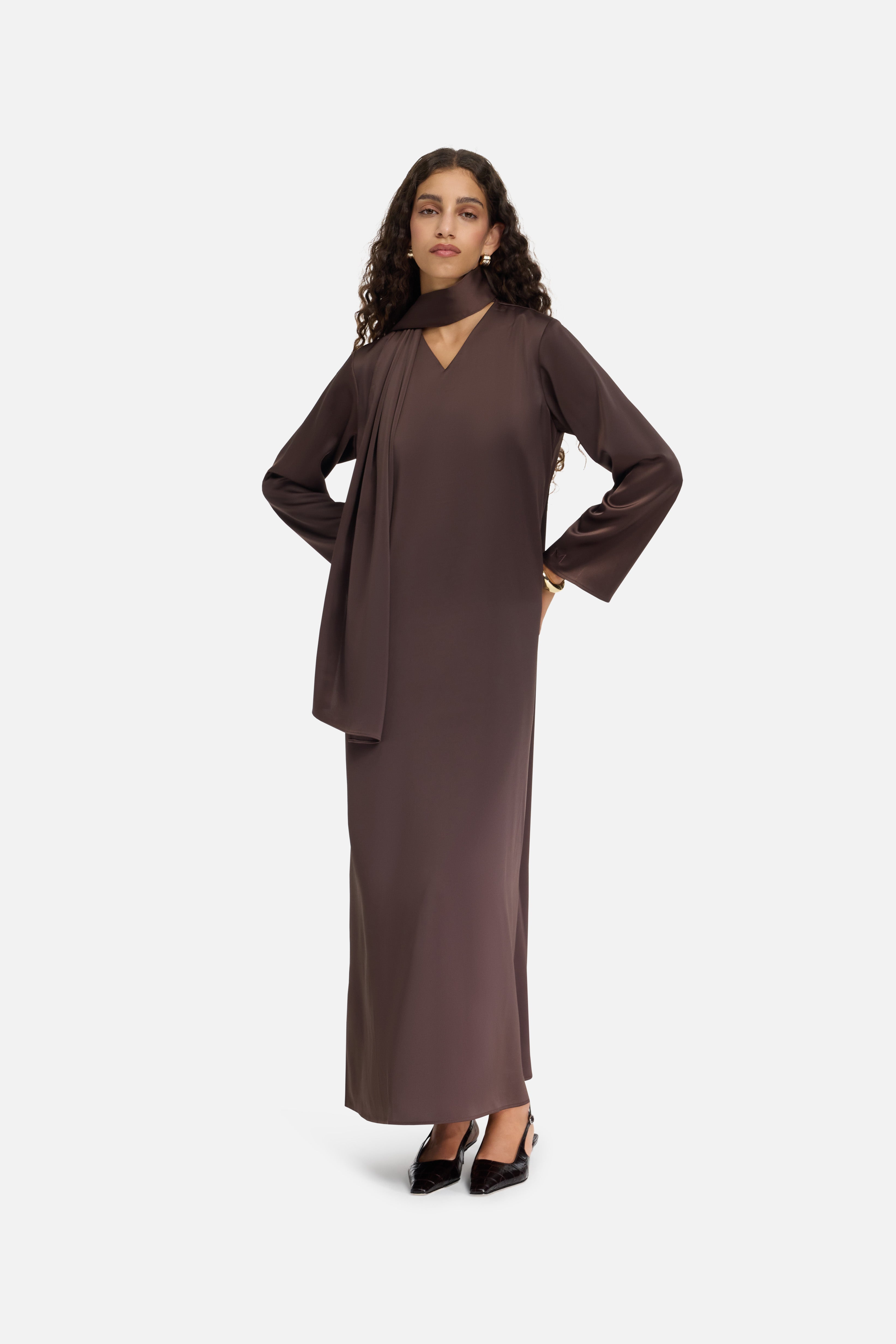 Shawl Dress | Dark Brown