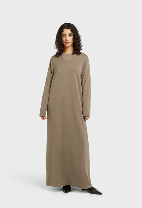 Soft Rayon V-Neck Dress | Desert Brown