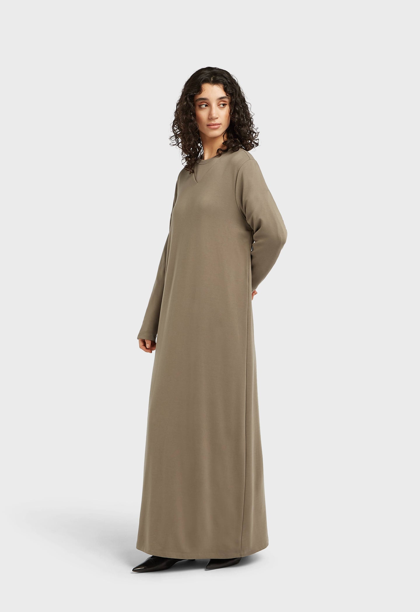 Soft Rayon V-Neck Dress | Desert Brown