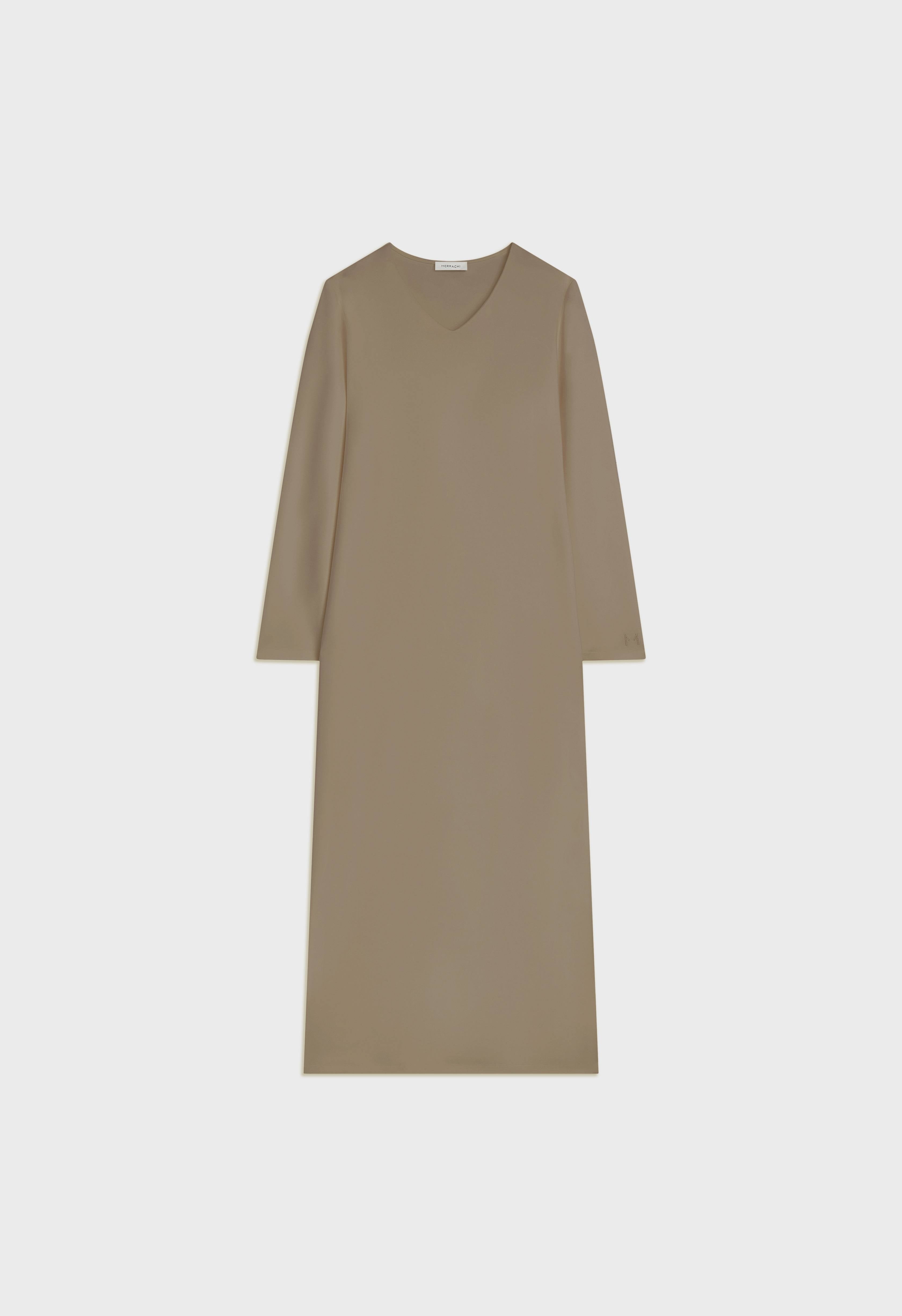 Soft Rayon V-Neck Dress | Desert Brown