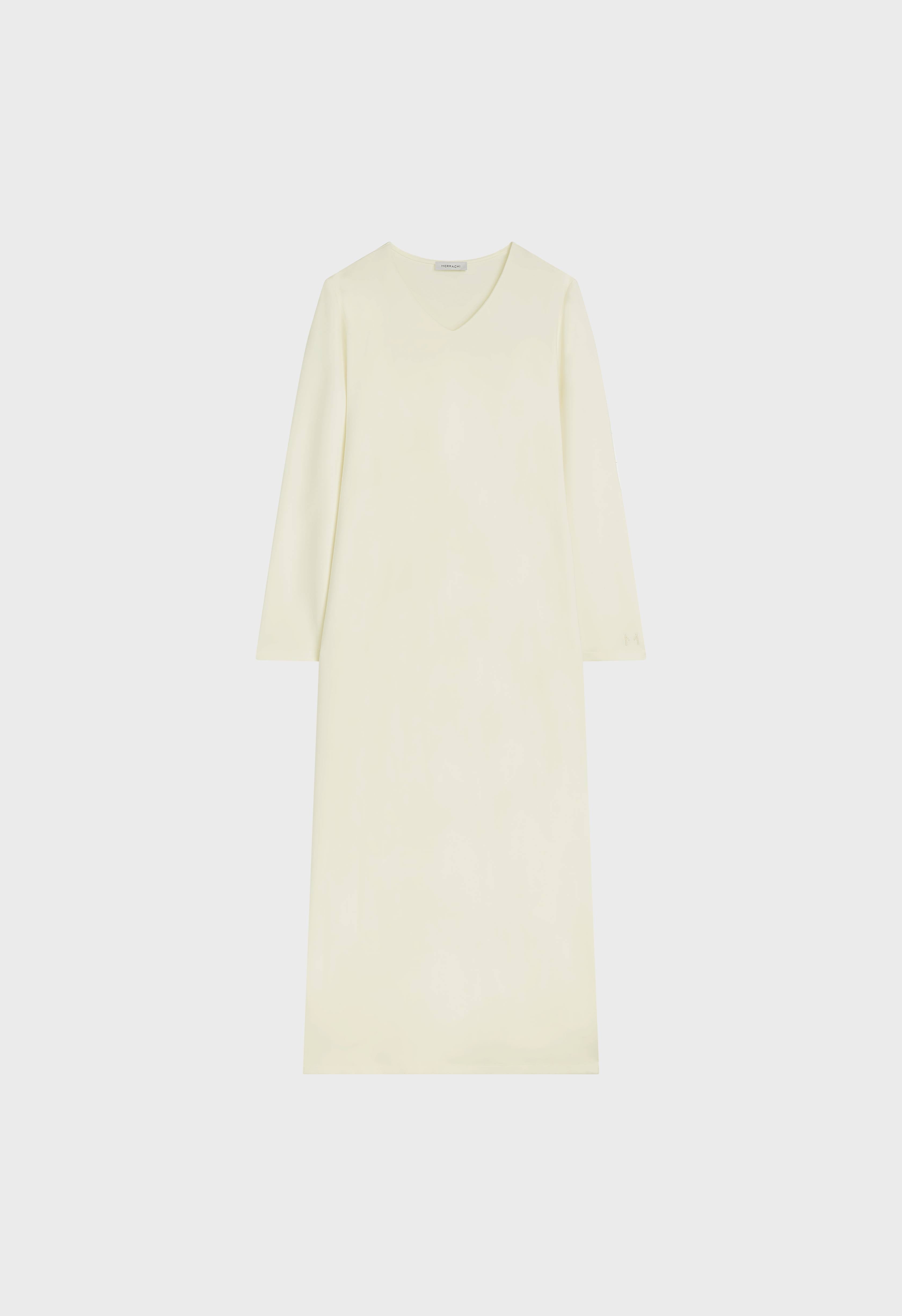 Soft Rayon V-Neck Dress | Off White