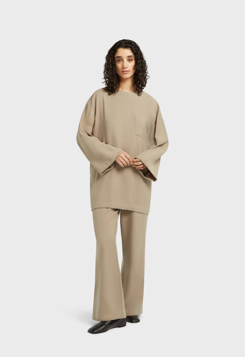 Soft Woven Tailored Pants | Mocha