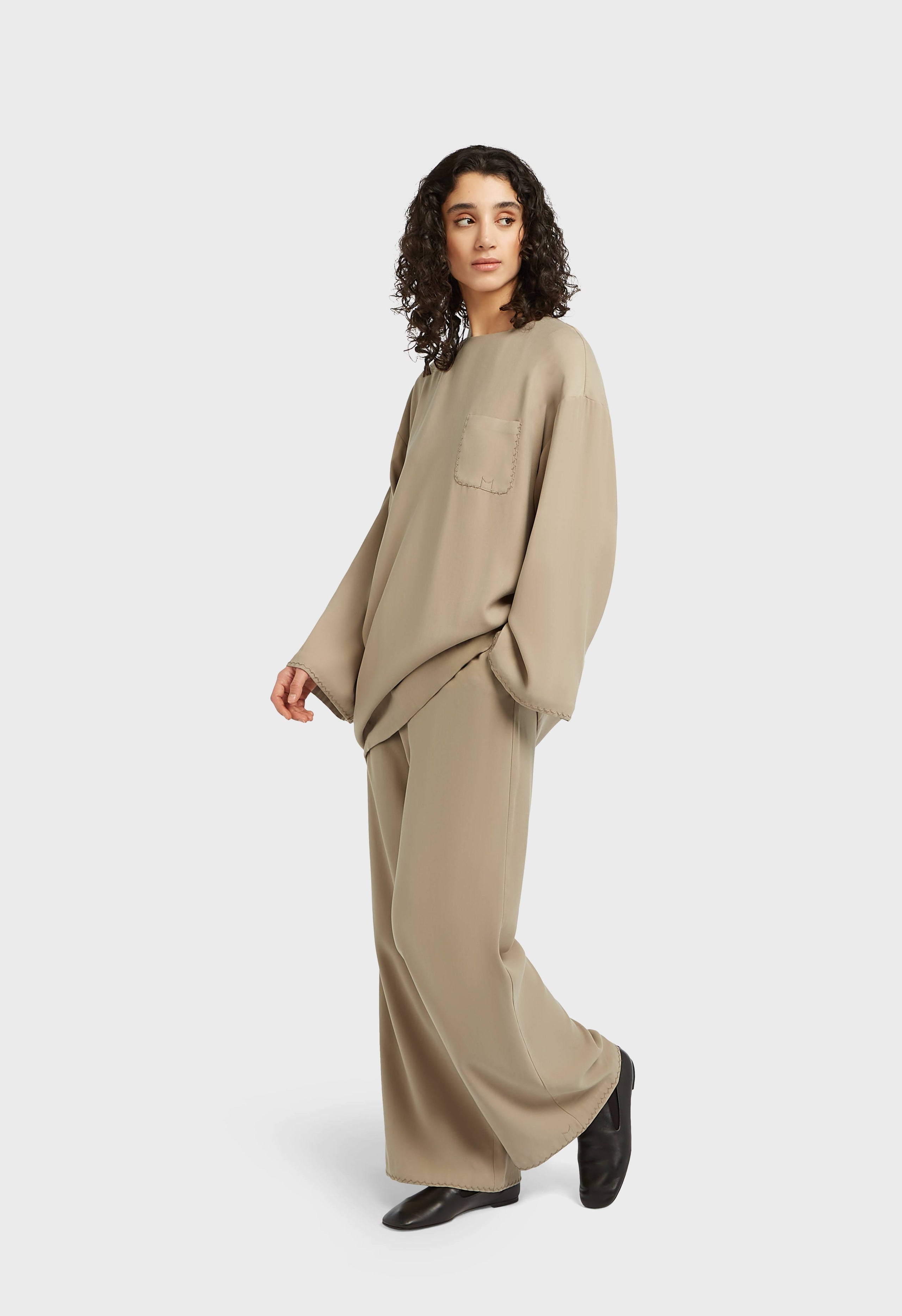 Soft Woven Tailored Pants | Mocha