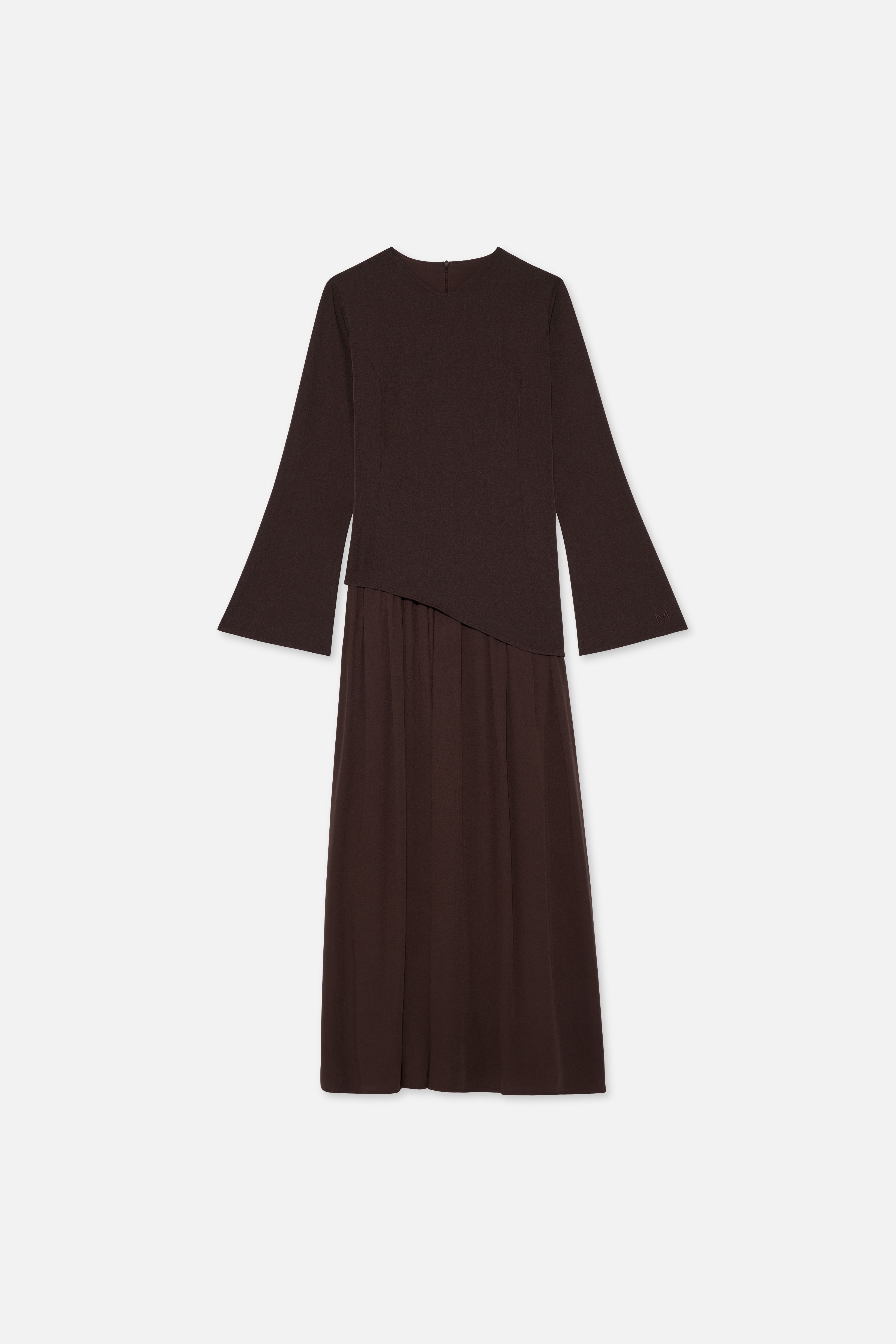 Soft Curved Tailored Dress | Dark Brown