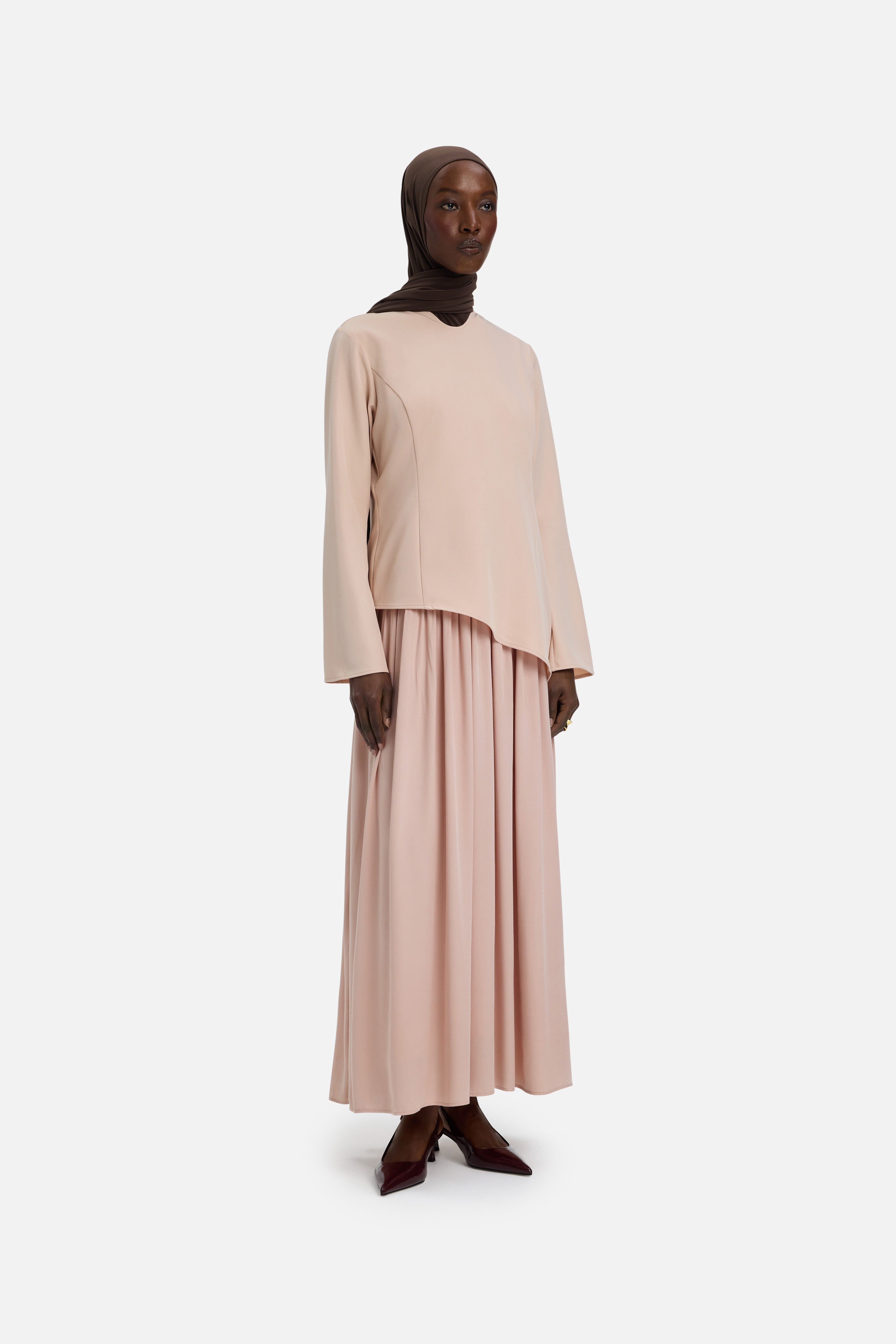 Soft Curved Tailored Dress | Dark Rose