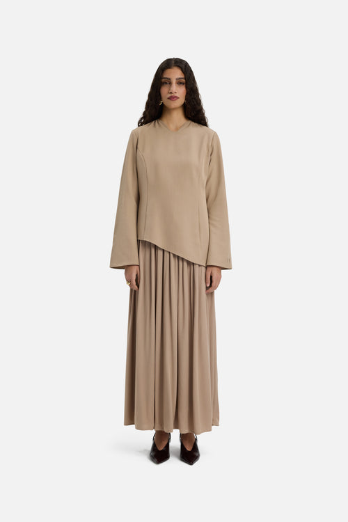 Soft Curved Tailored Dress | Mocha
