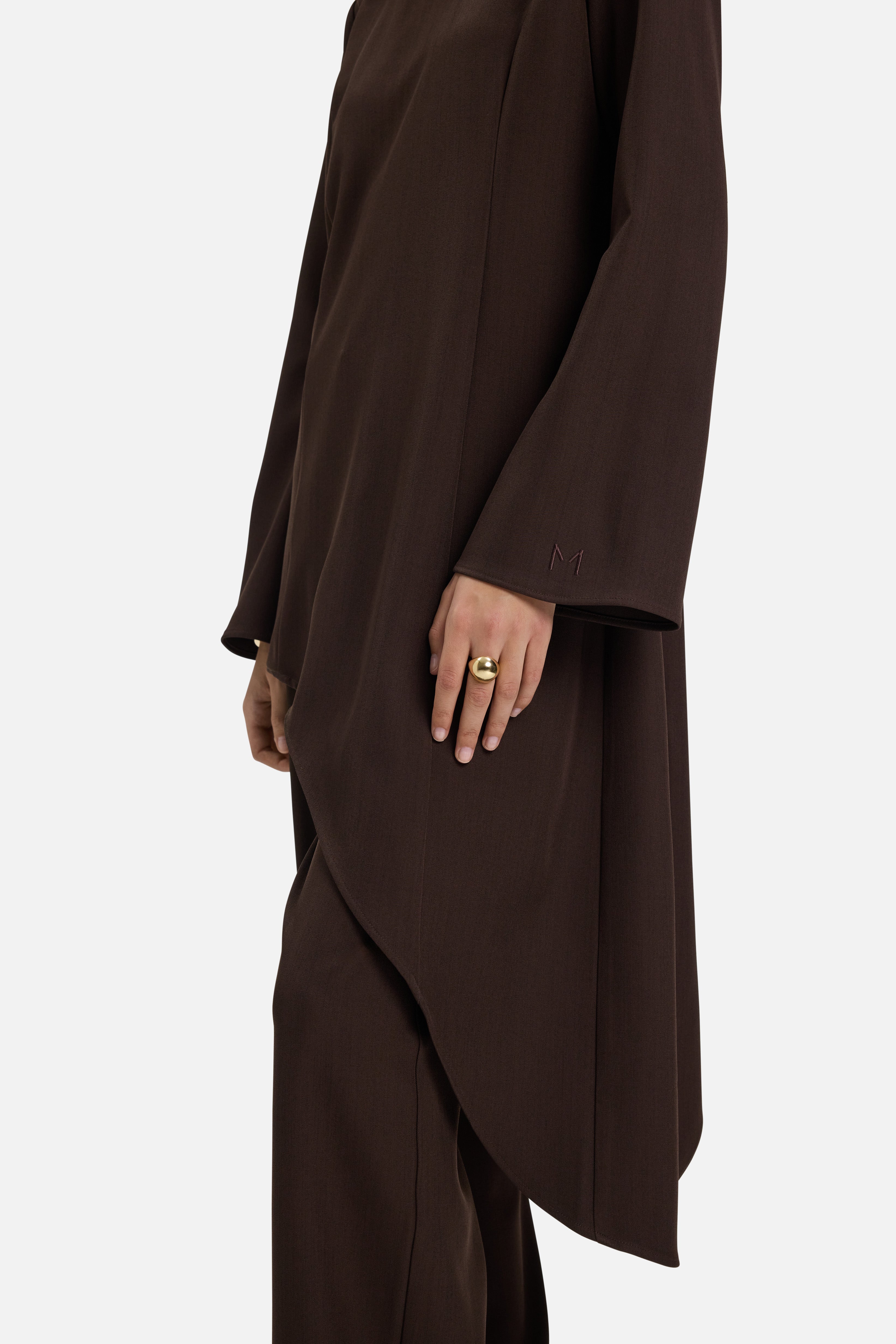 Soft Curved Tailored Top | Dark Brown