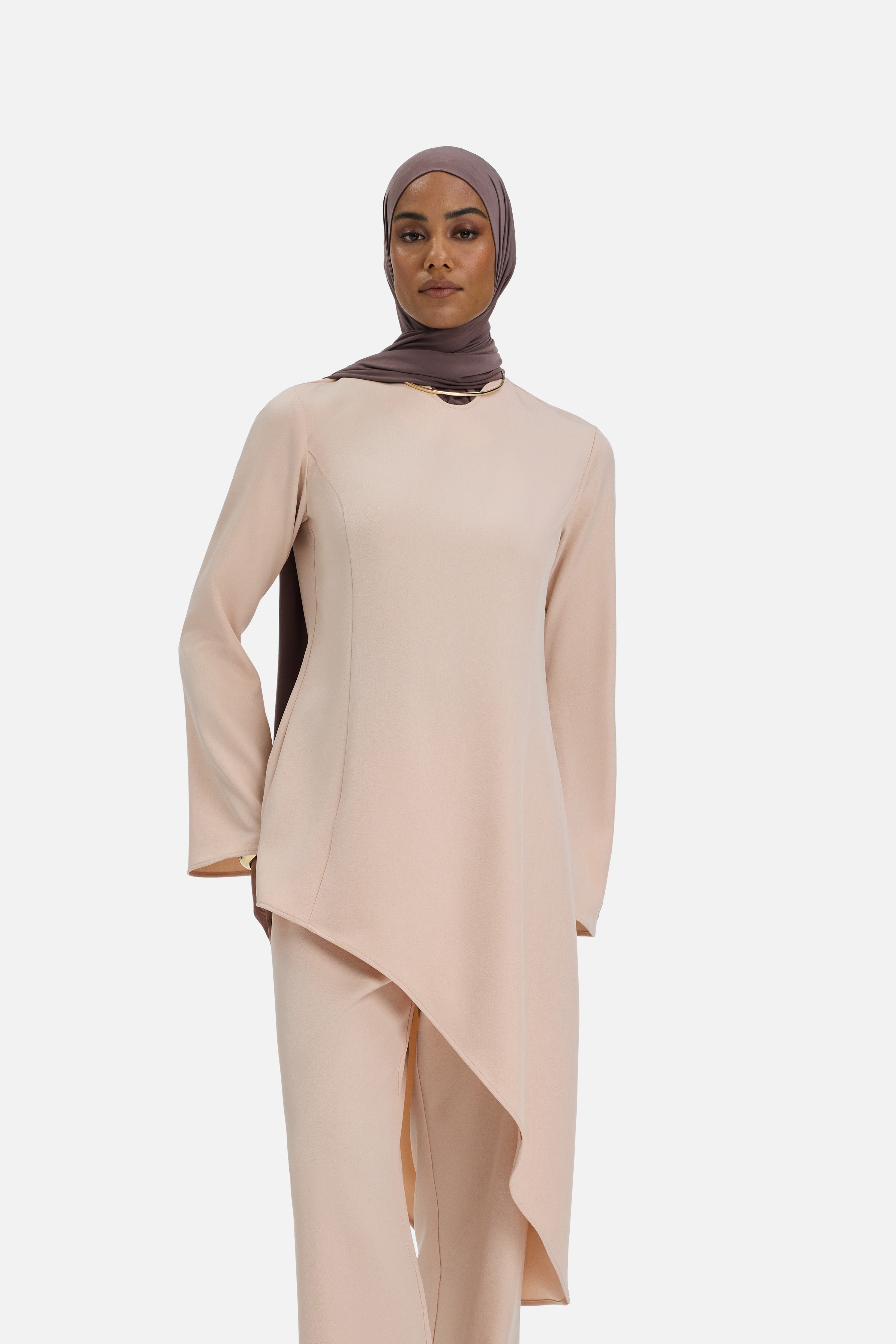 Soft Curved Tailored Top | Dark Rose