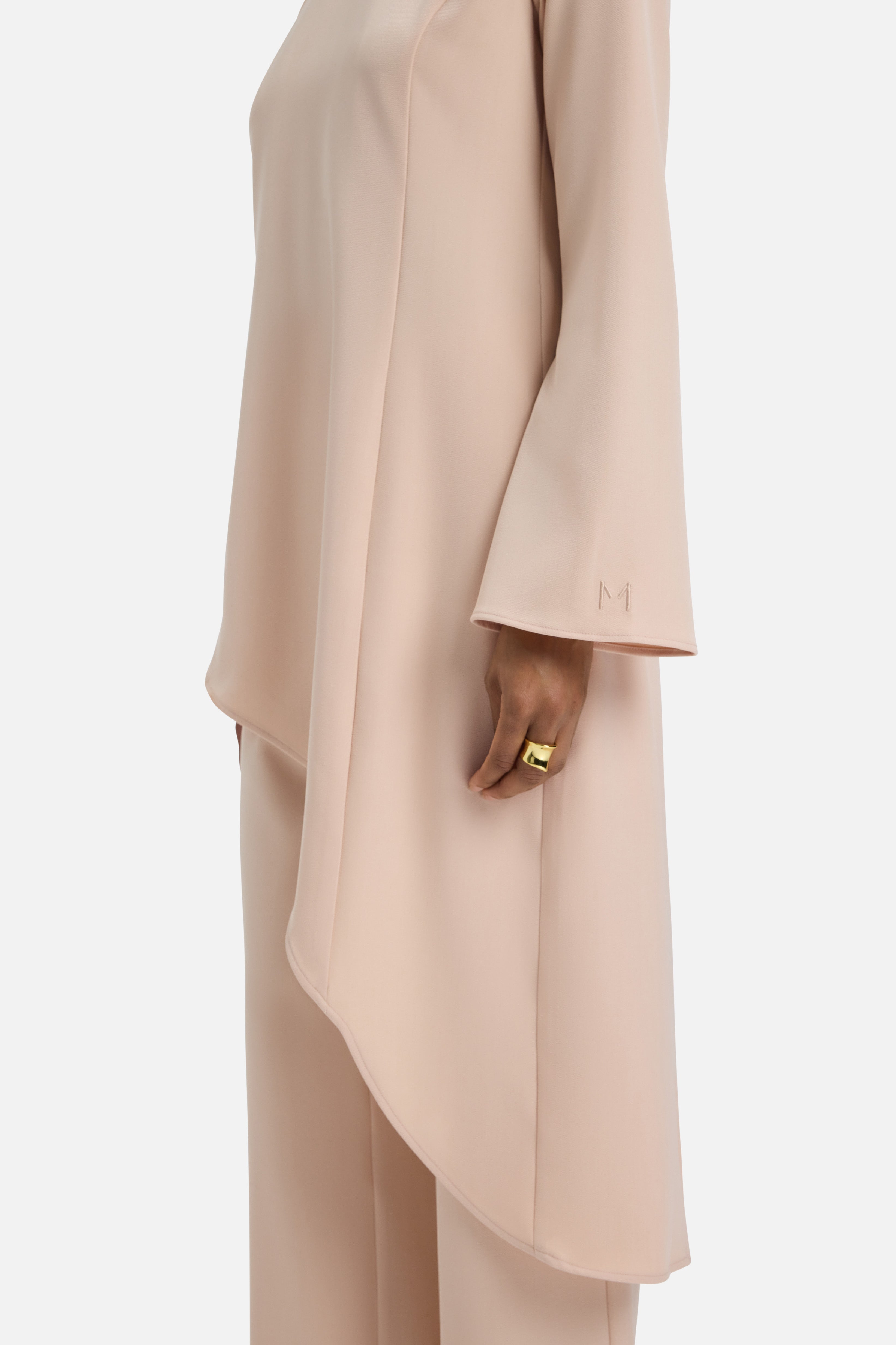 Soft Curved Tailored Top | Dark Rose