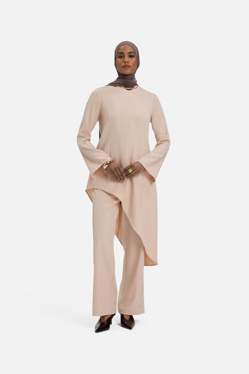 Soft Curved Tailored Top | Dark Rose