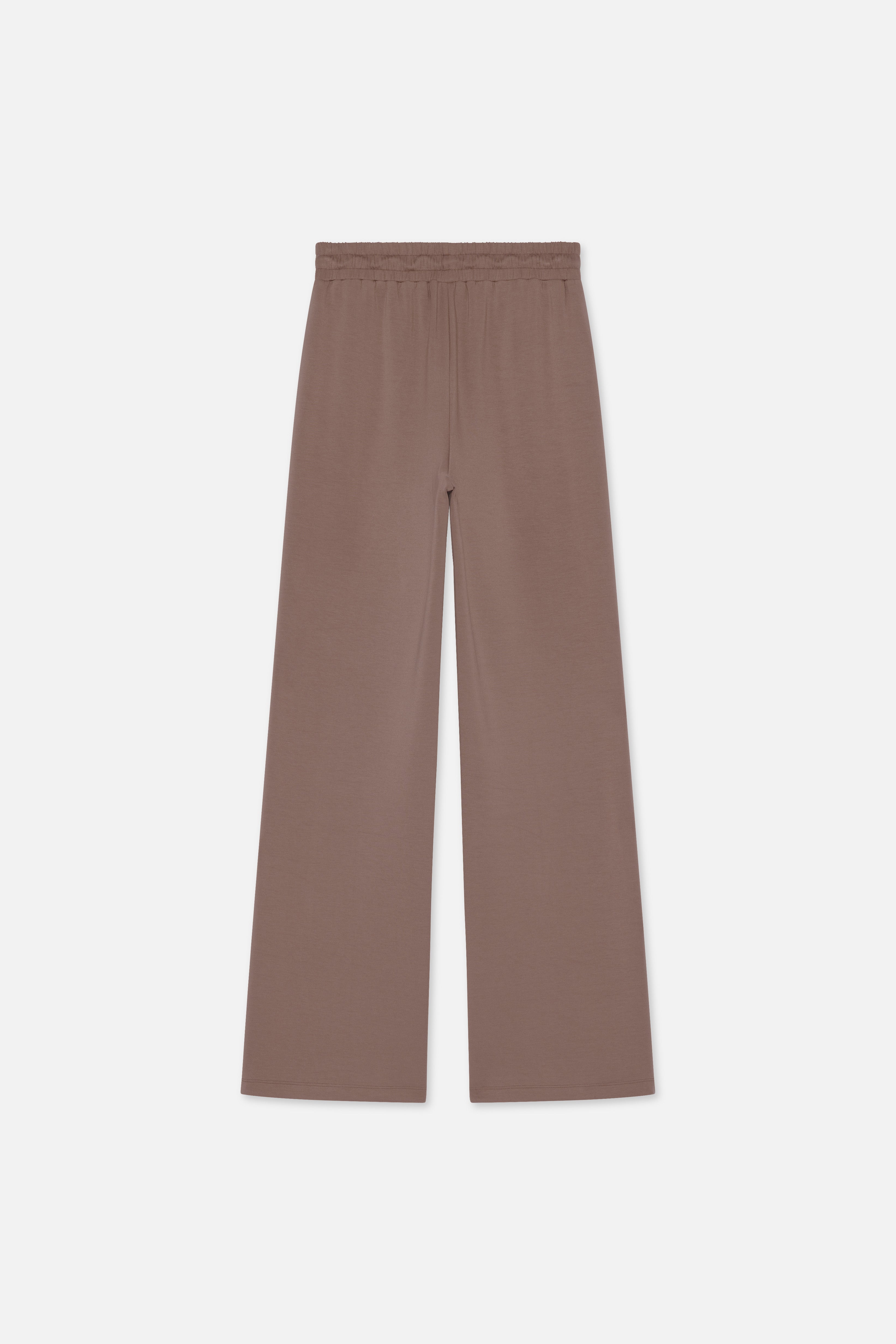 Flat lay taupe MERRACHI pants, back view