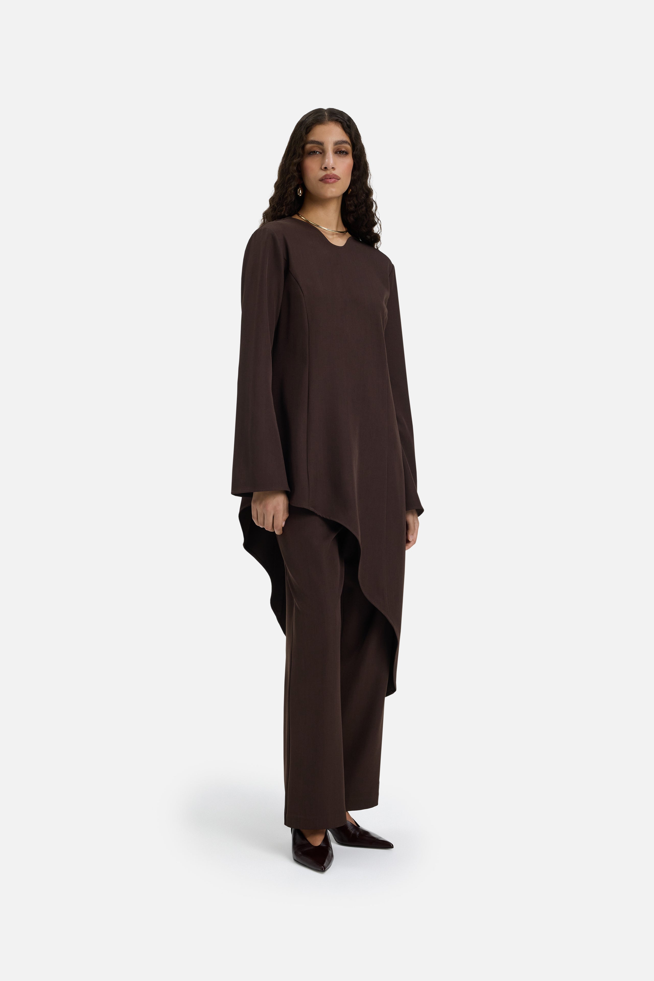 Straight Cut Tailored Pants | Dark Brown