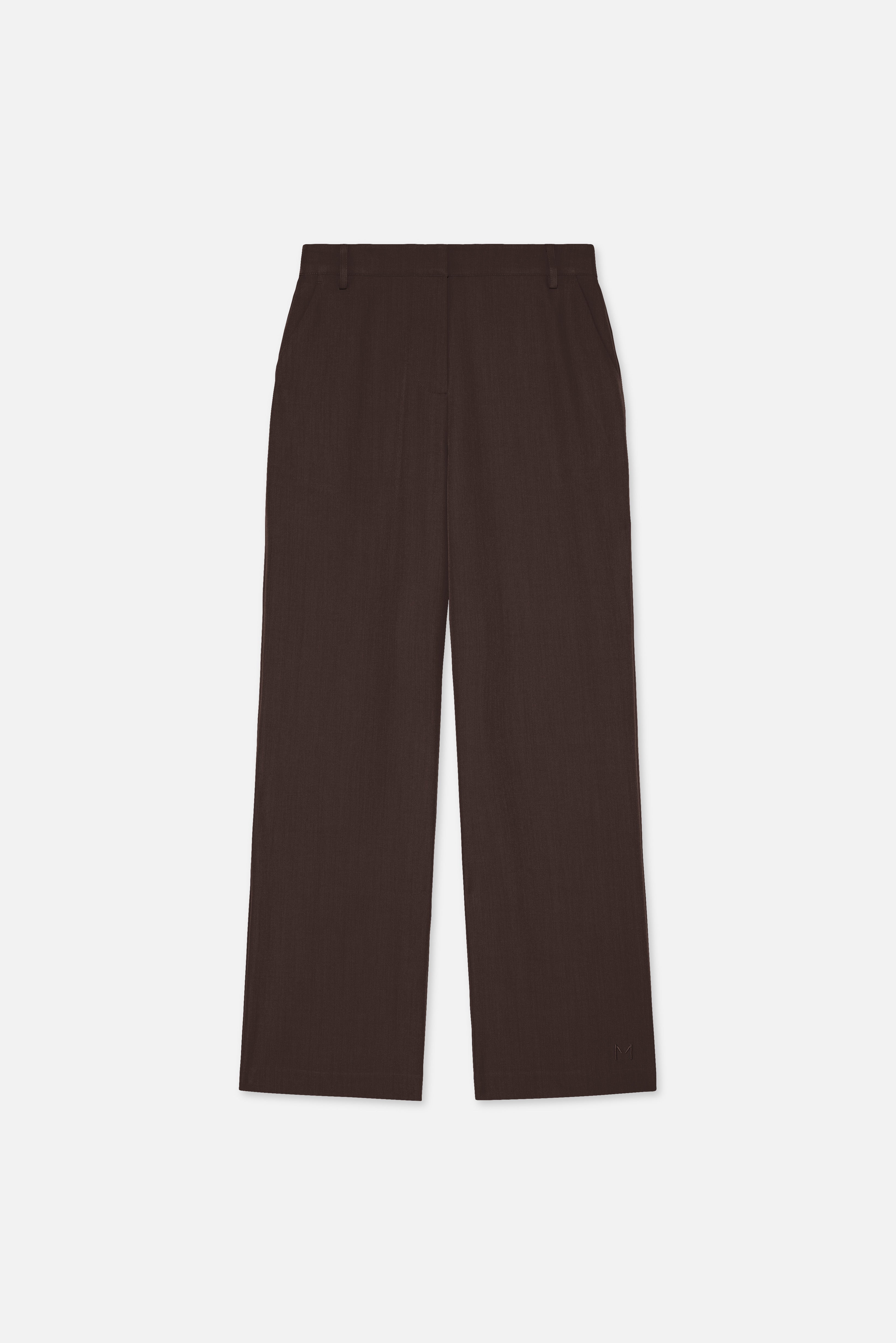 Straight Cut Tailored Pants | Dark Brown