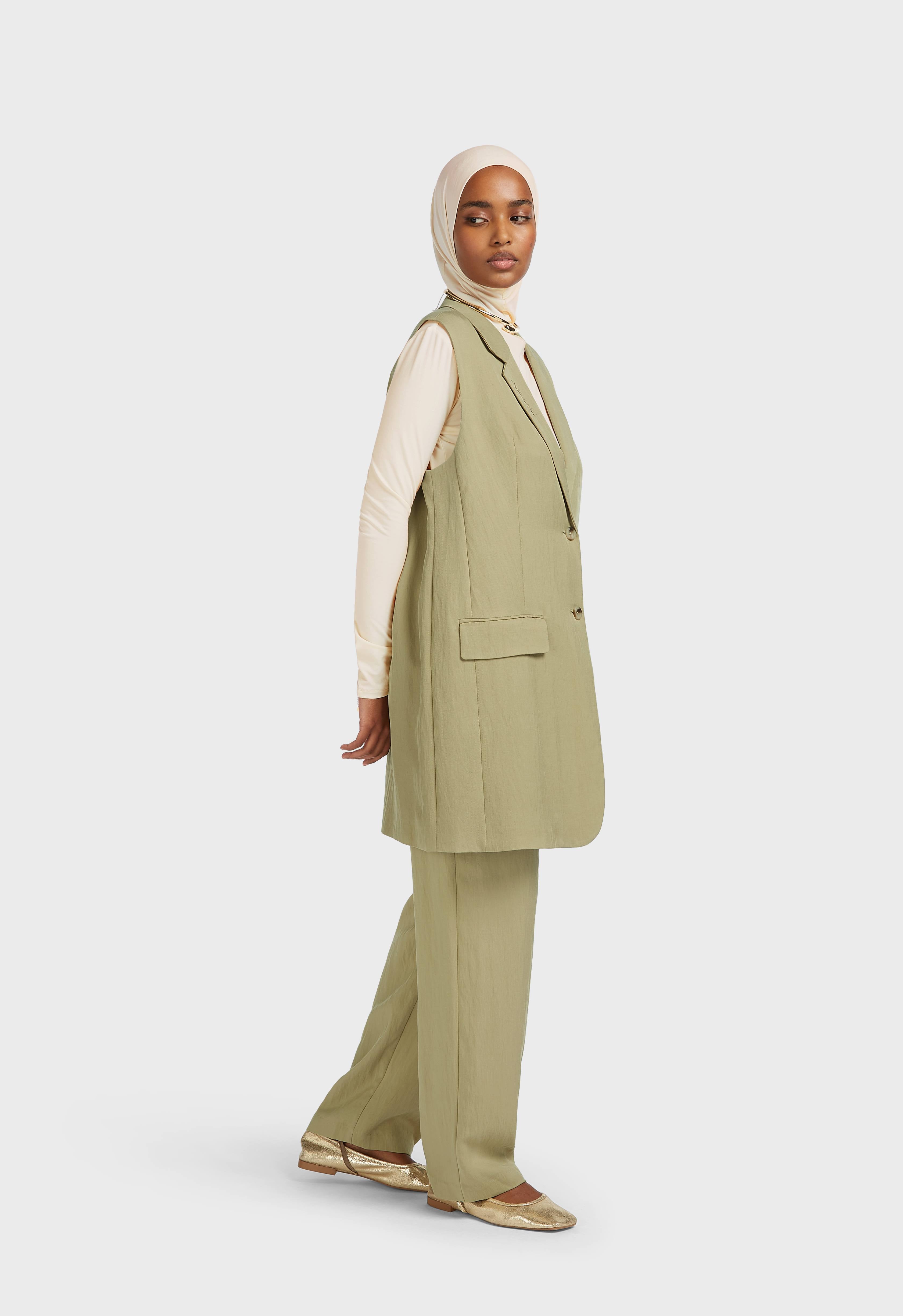 Structured Tailored Pants | Grey Green