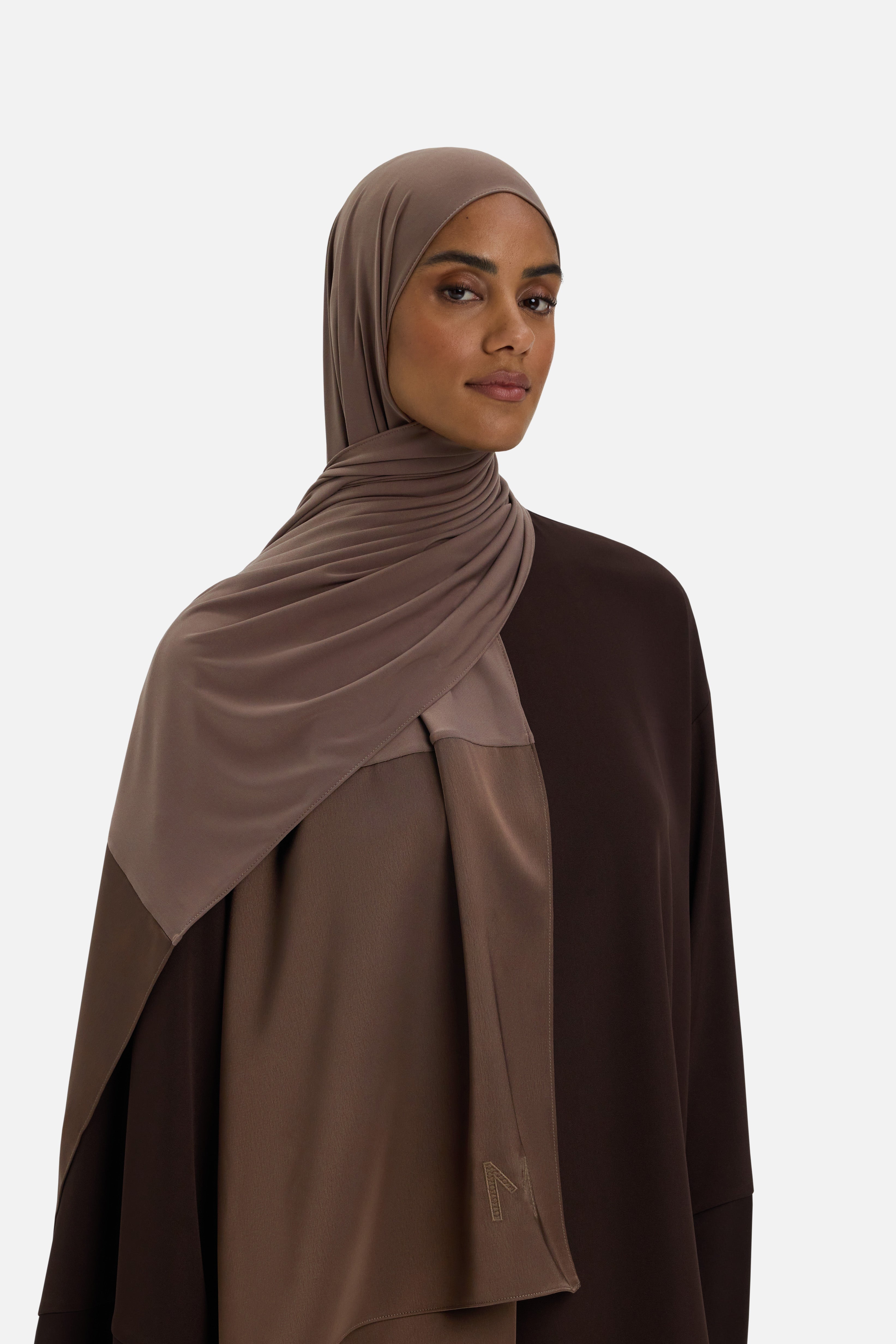 Structured Satin Edge Scarf | Ash Brown