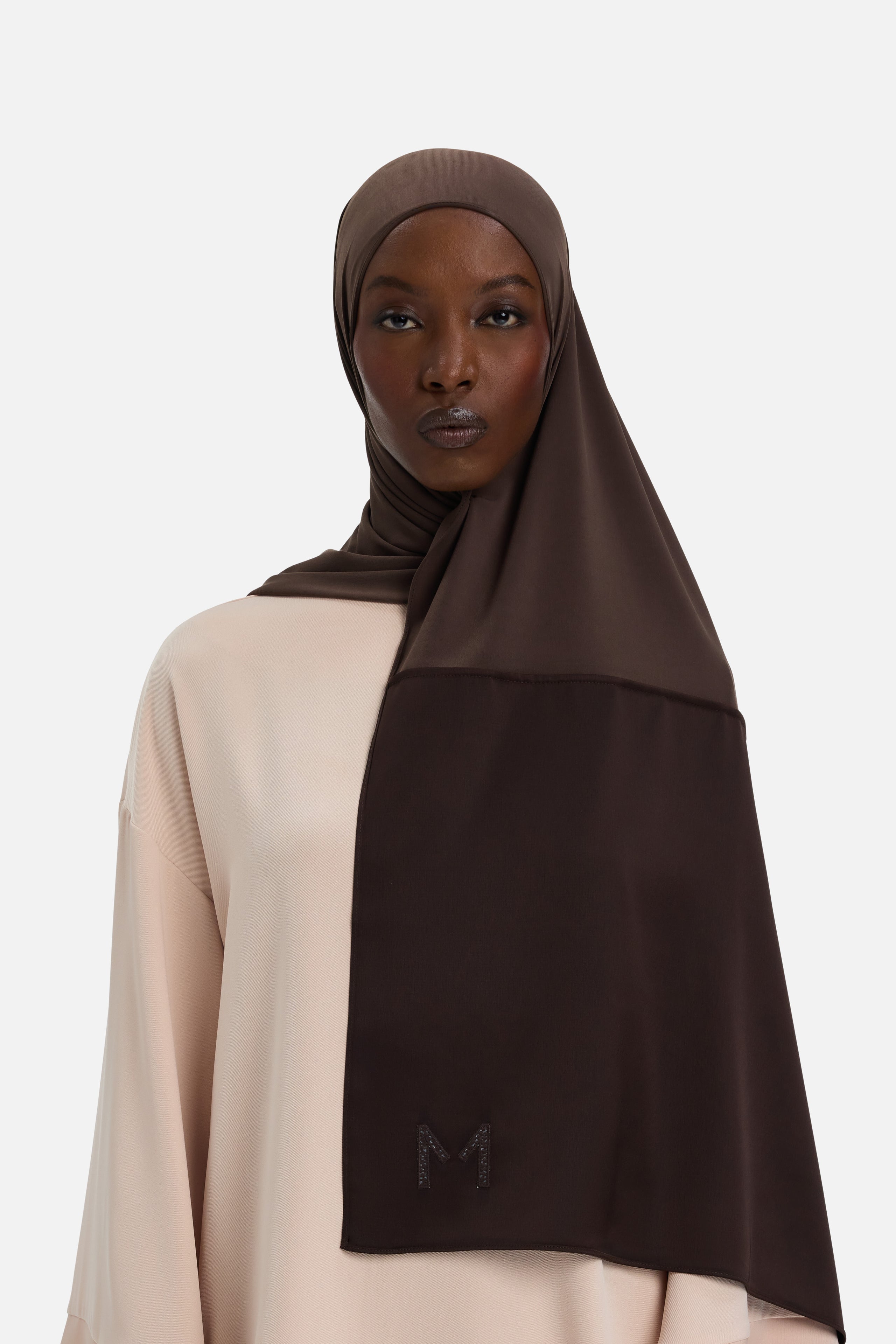 Structured Satin Edge Scarf | Dark Brown