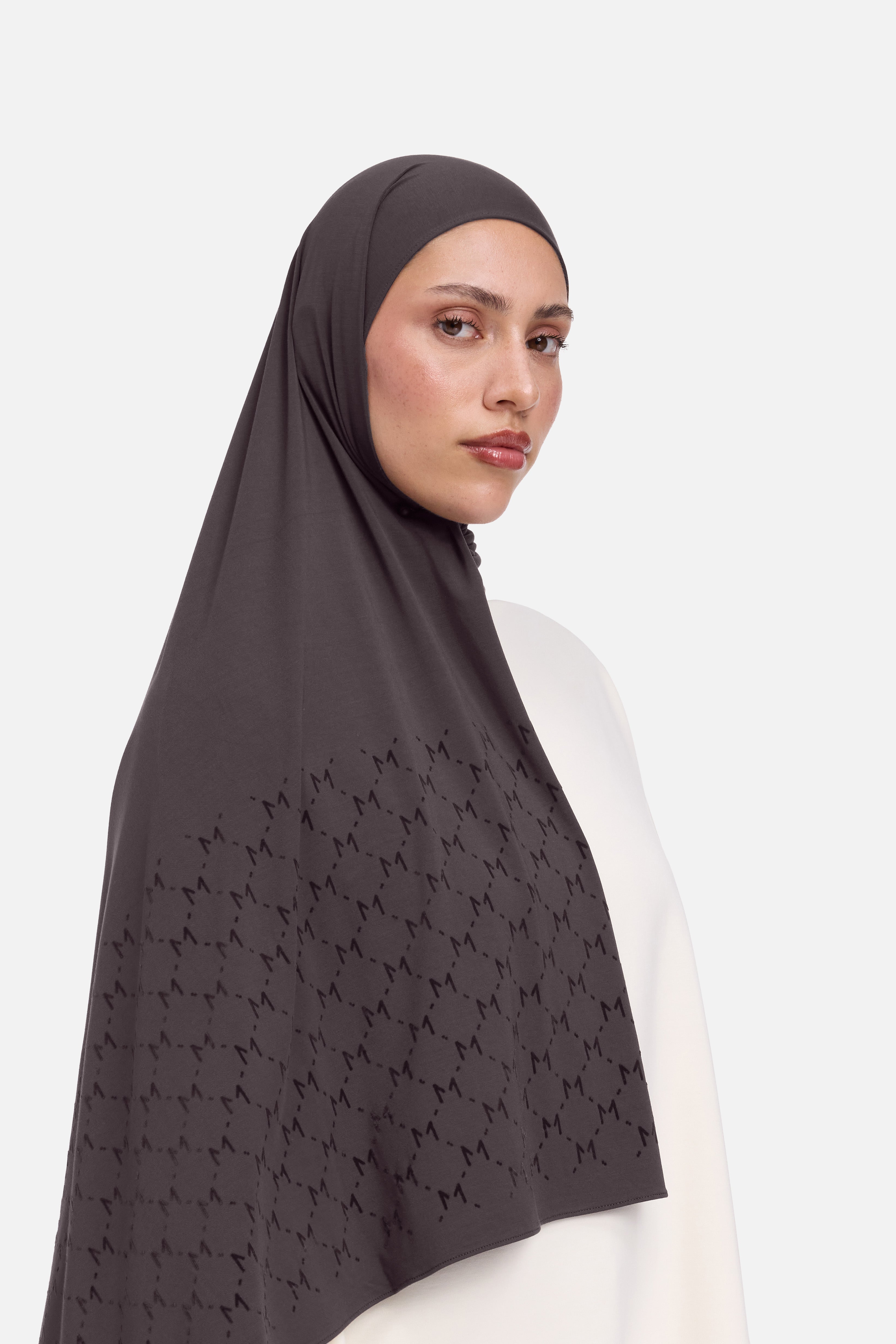 The Monogram Flock Scarf Premium | Aubergine