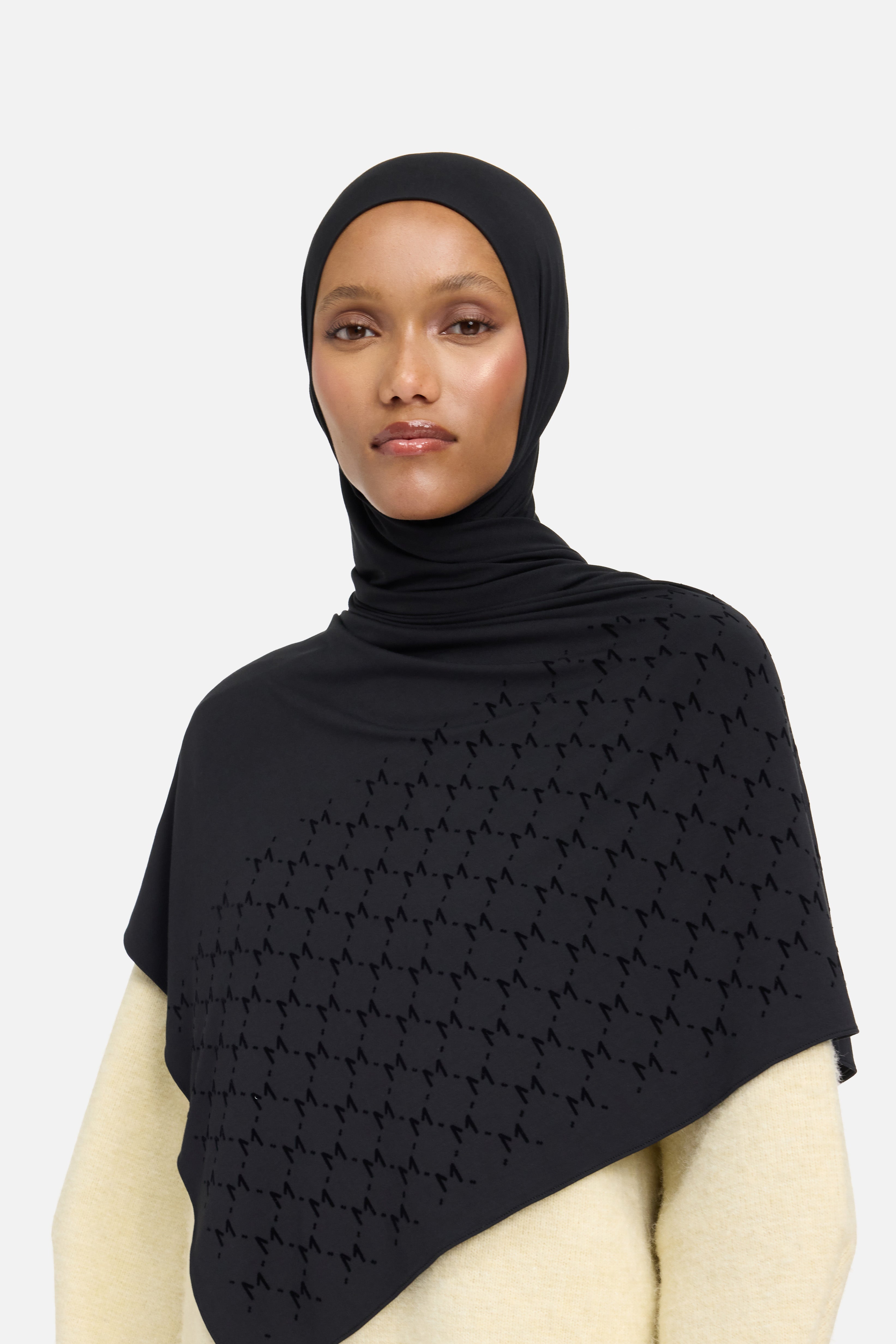 The Monogram Flock Scarf Premium | Black