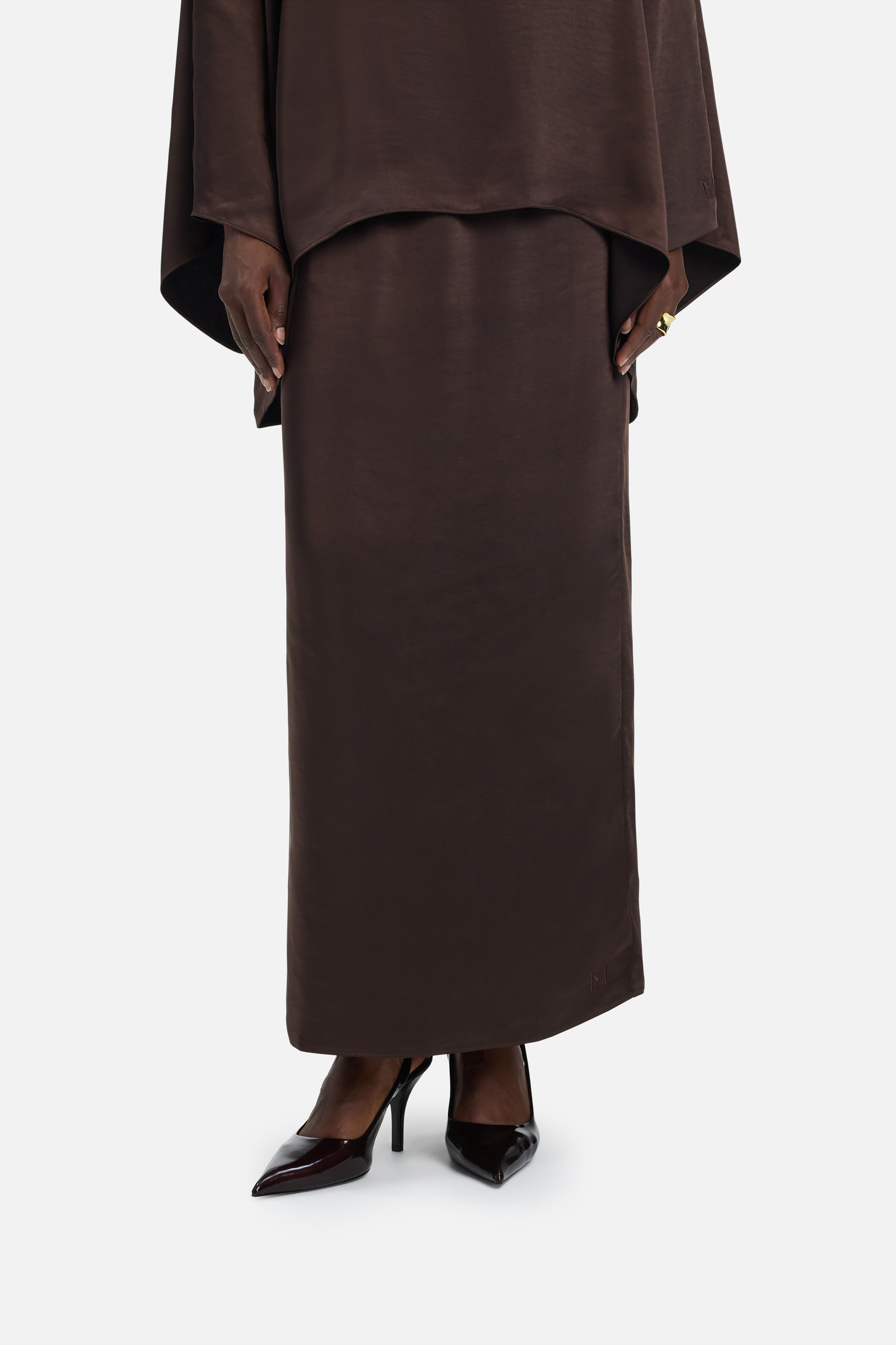Volume Pleat Skirt | Dark Brown