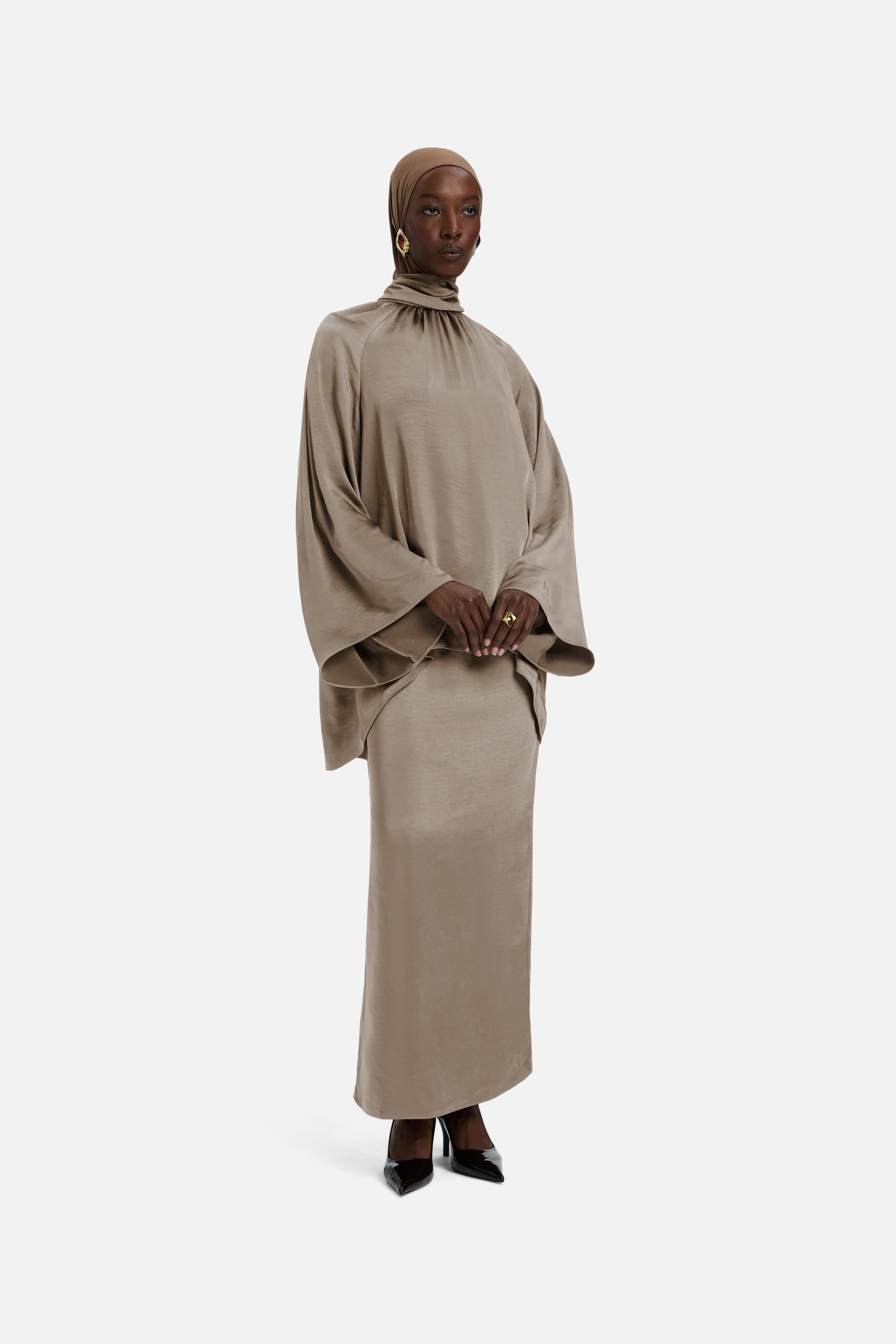 Volume Pleat Skirt | Milky Cacao