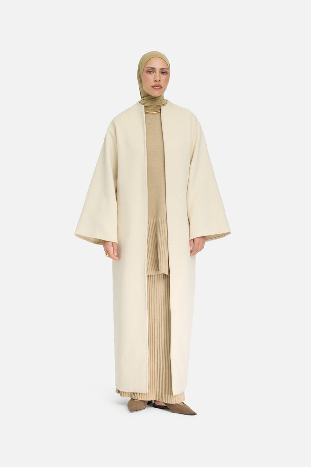 Wool Blend Abaya | Cloud White