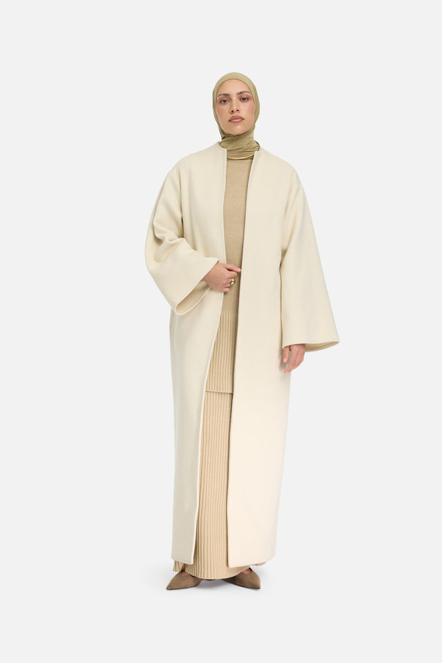 Wool Blend Abaya | Cloud White