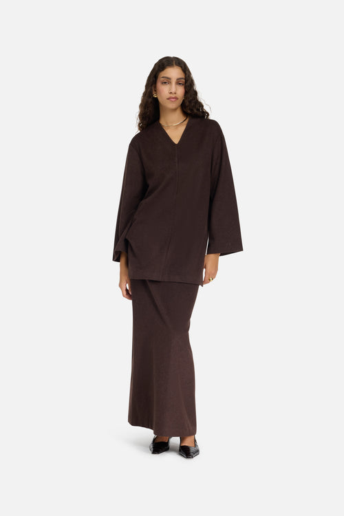 Wool Blend Sweater | Dark Brown