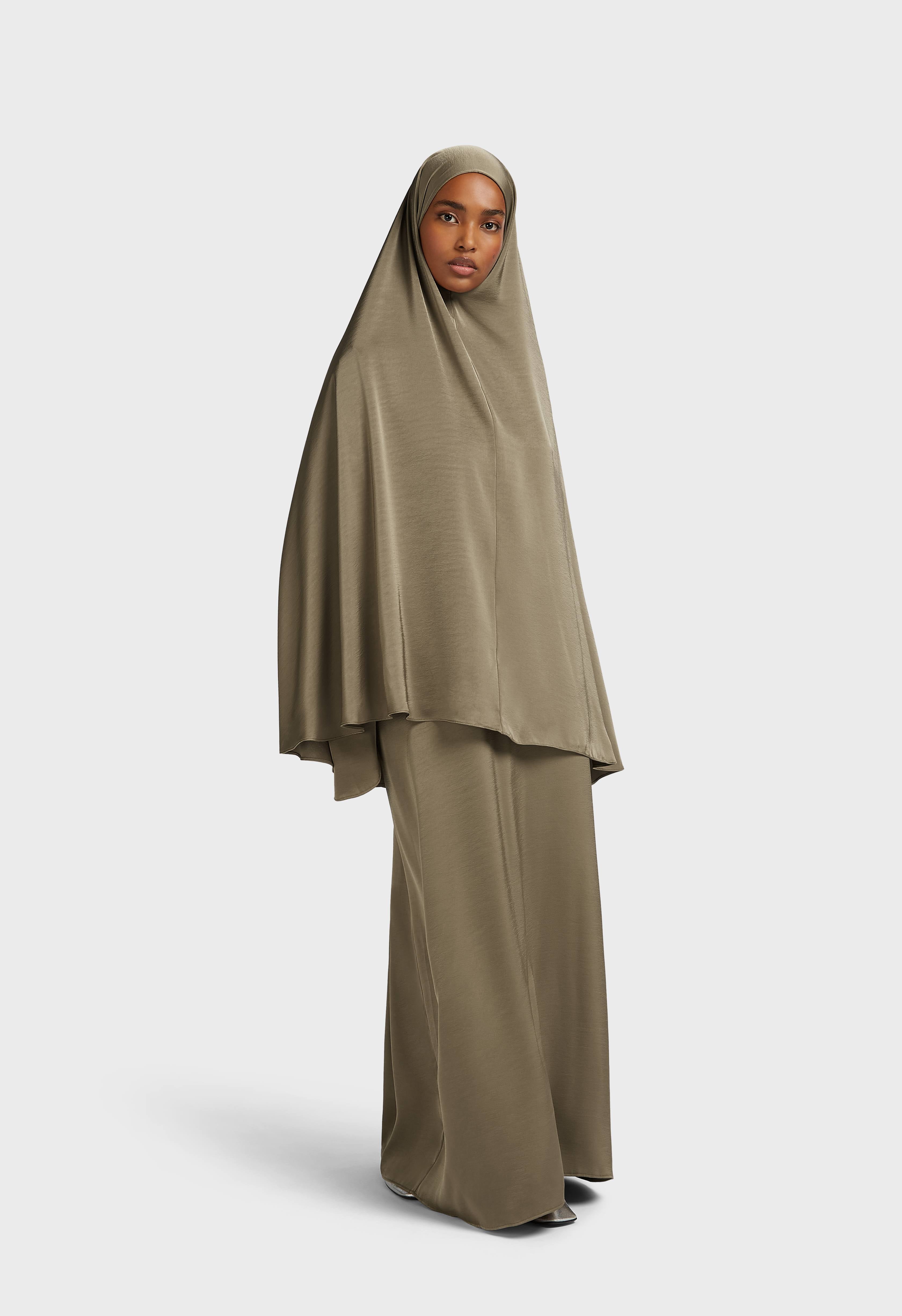 Woven Satin Khimaar | Desert Brown