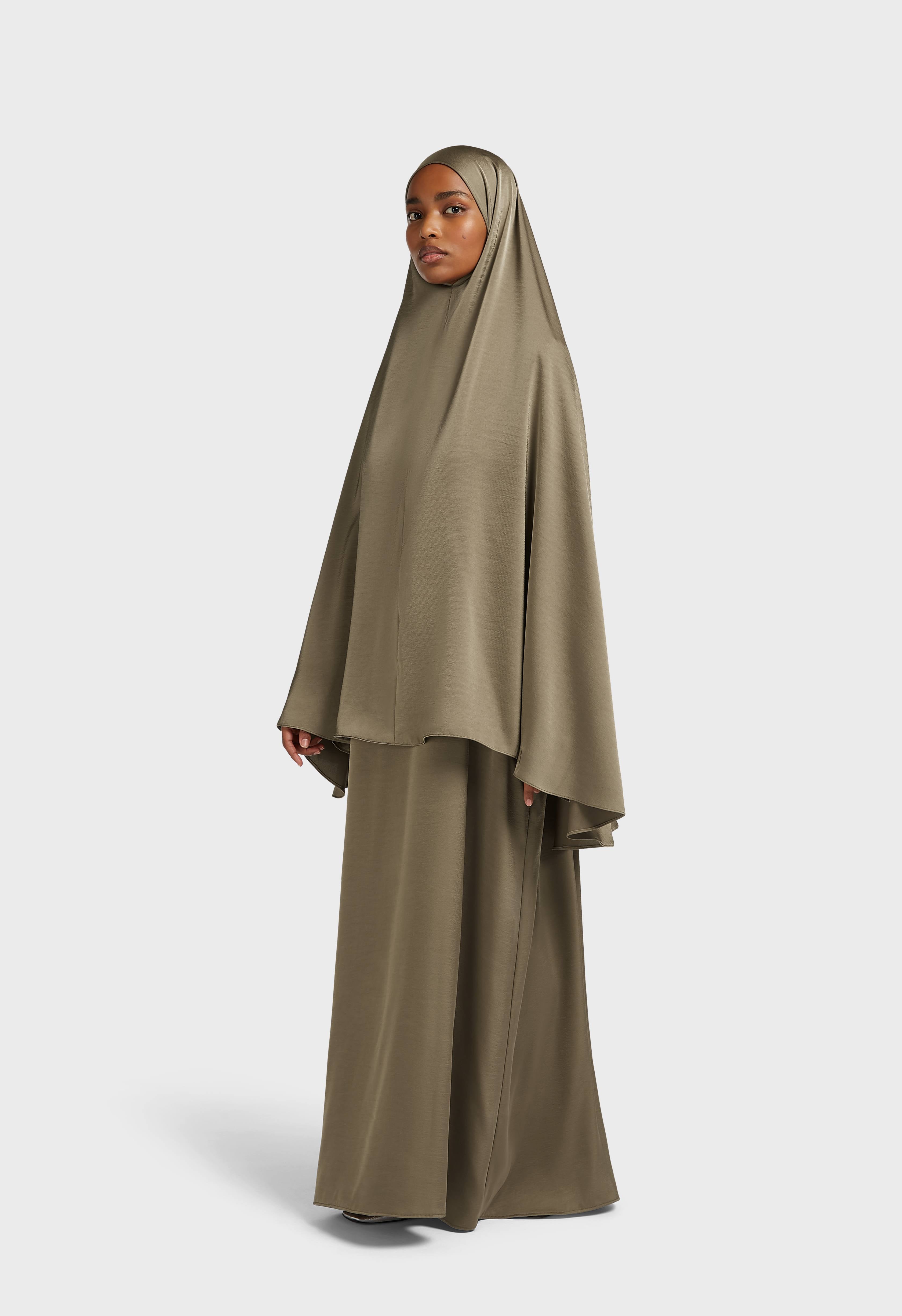 Woven Satin Khimaar | Desert Brown