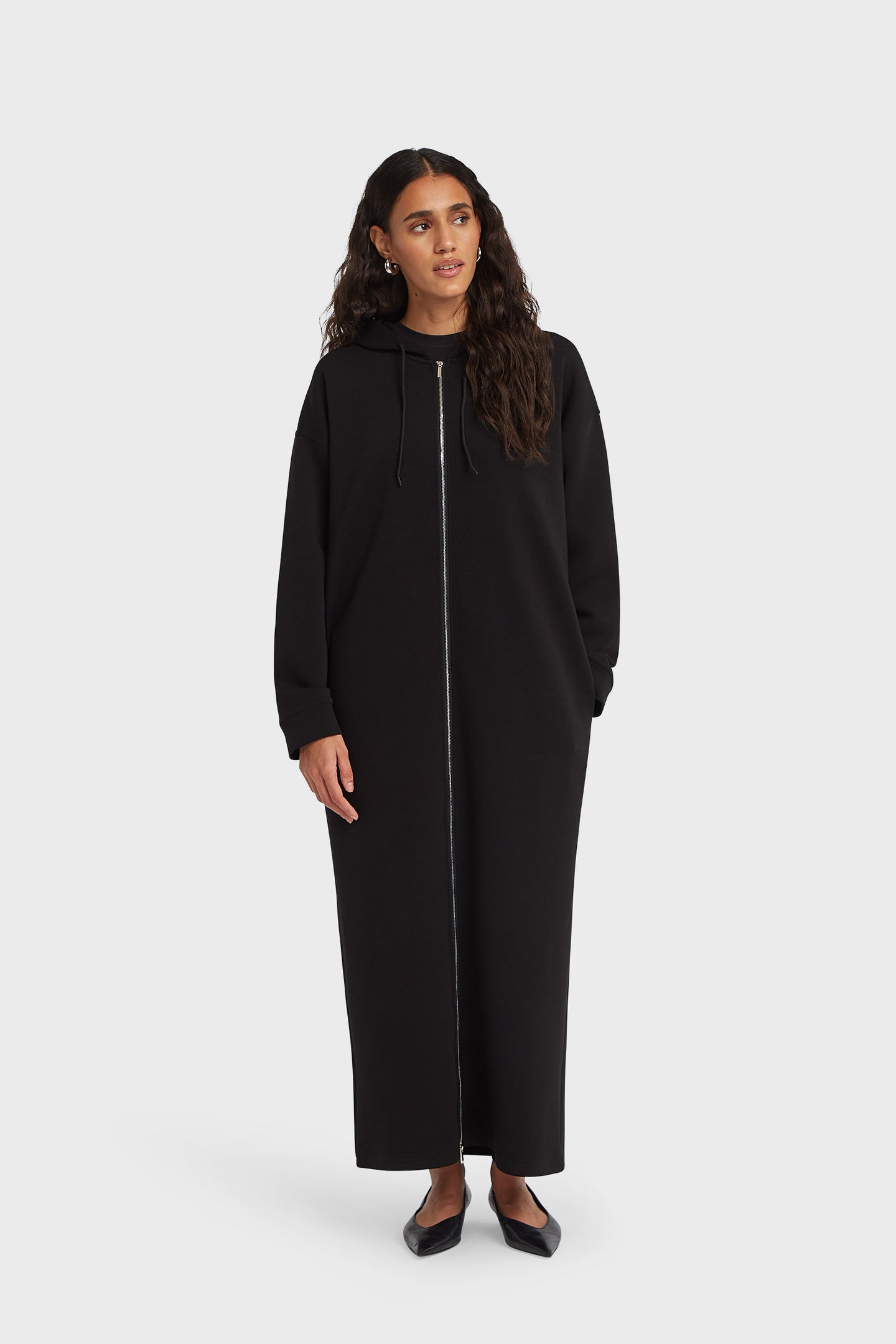 Zipped Hoodie Dress | Black