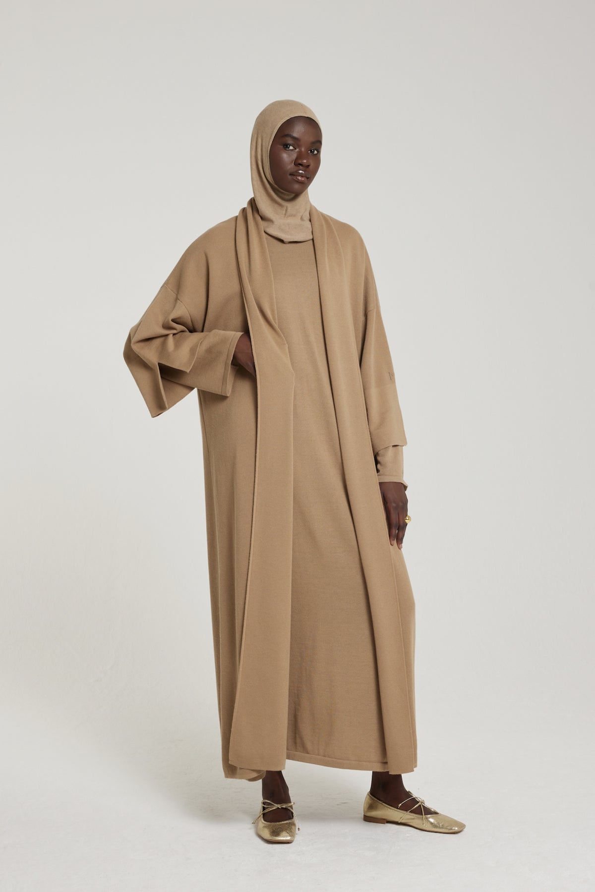 Knitted Abaya | Almond