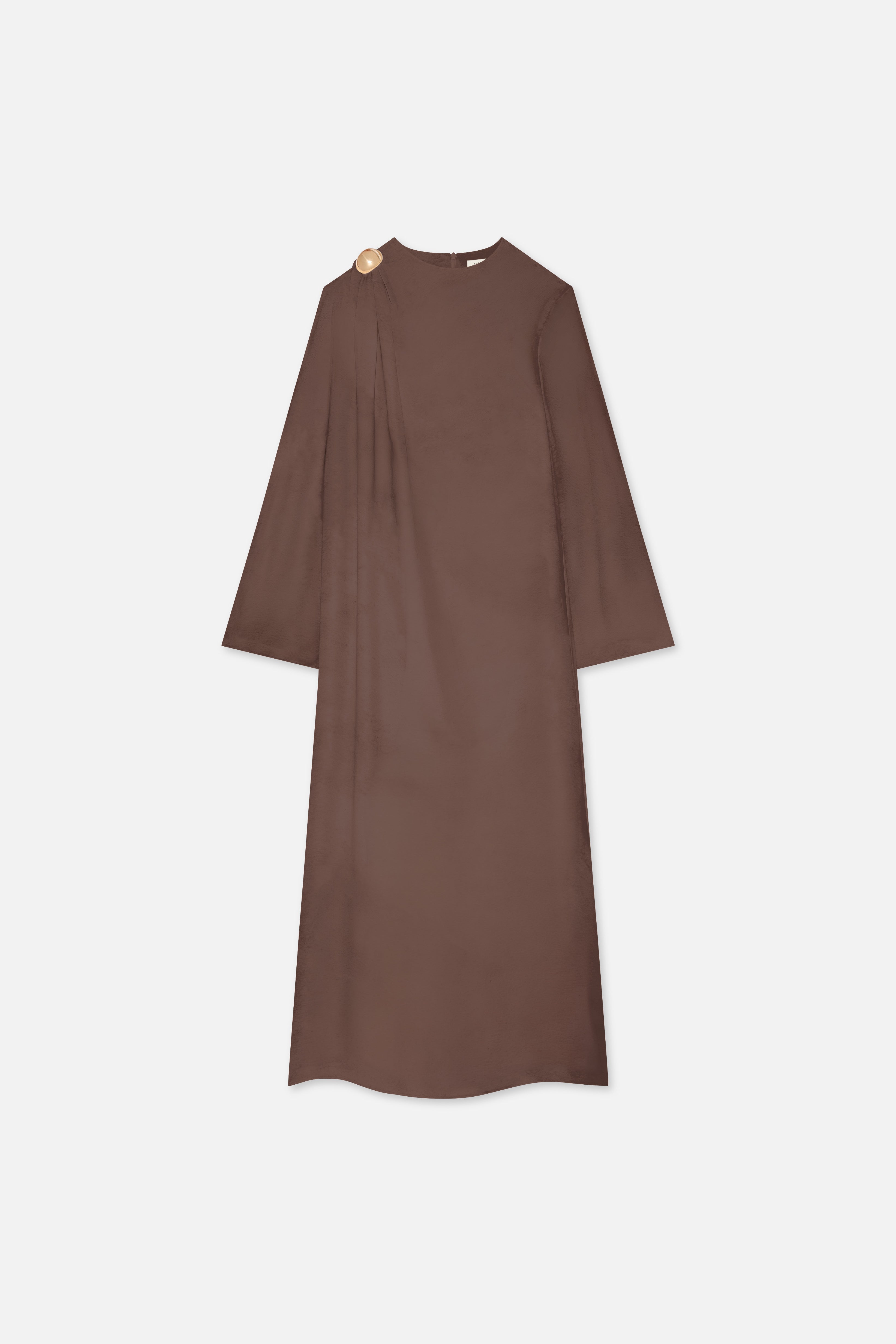 Detailed Shoulder Dress | Ash Brown