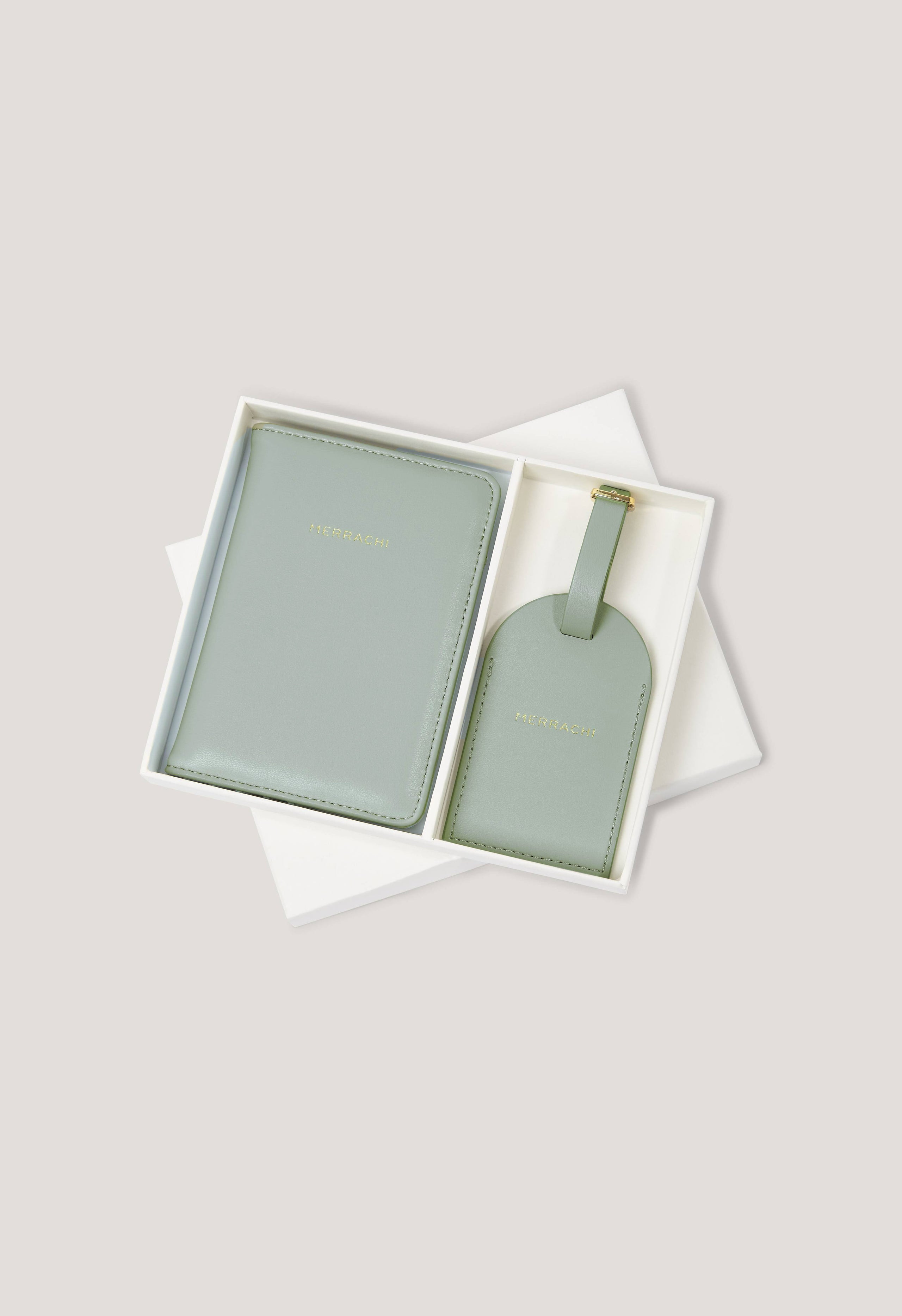 Passport Holder and Luggage Label | Misty Green